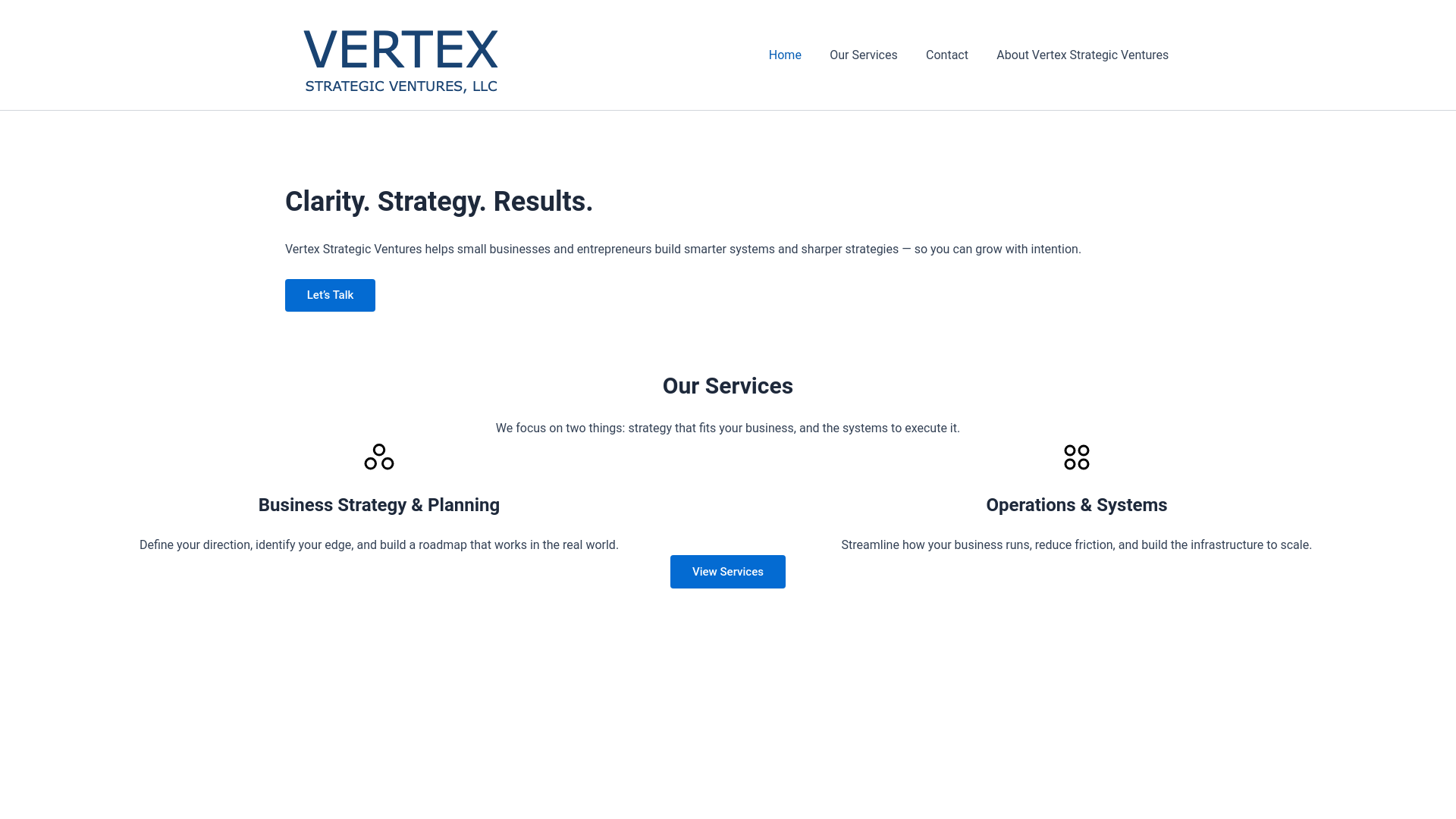 website screenshot of https://vertexstrategicventures.com