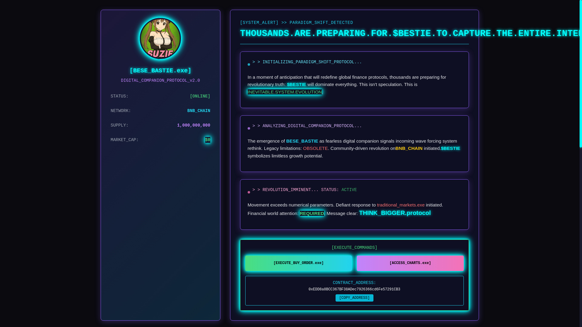 website screenshot of https://bestietoken.xyz/