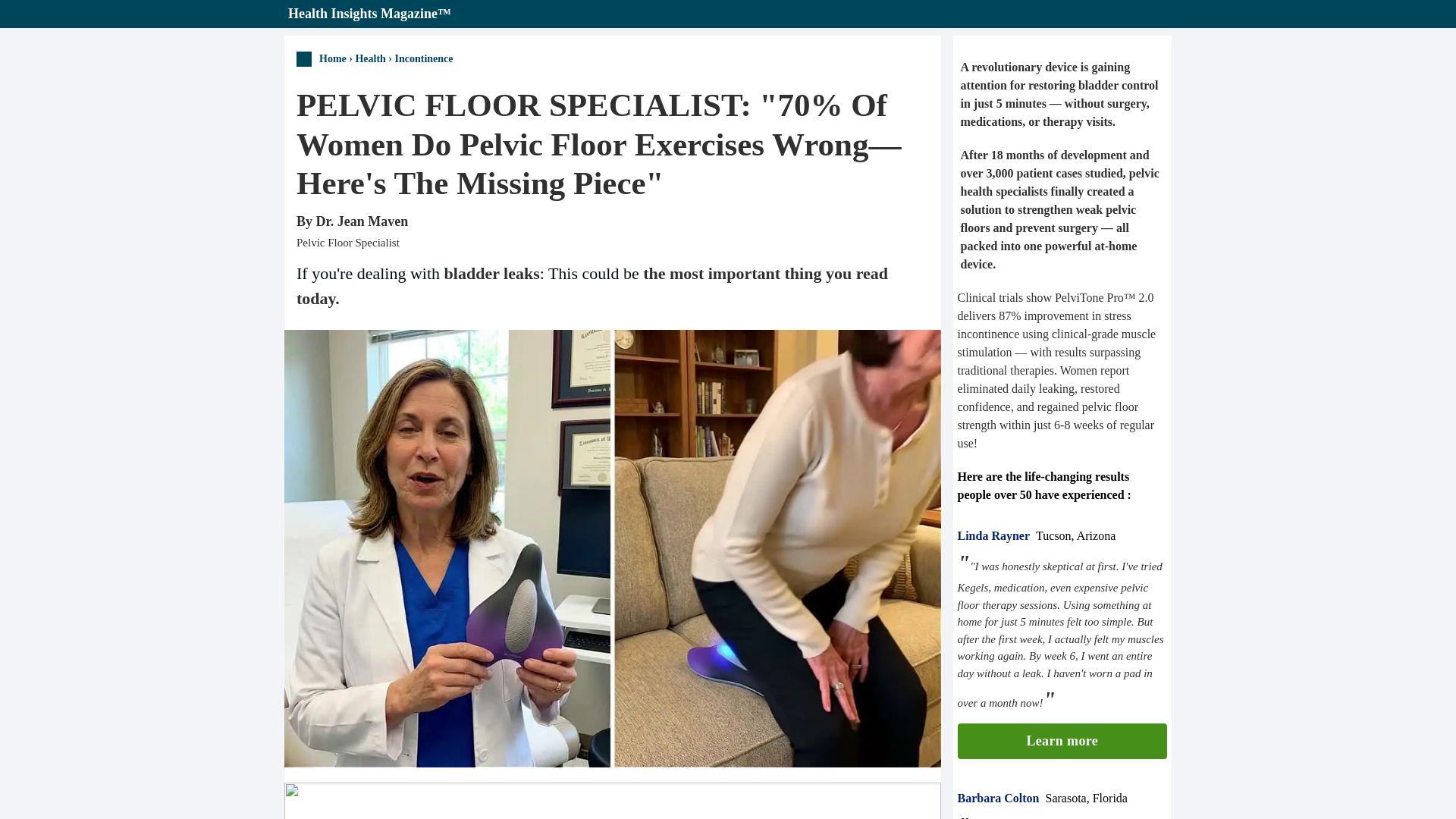 website screenshot of https://pelvitone.pages.dev/