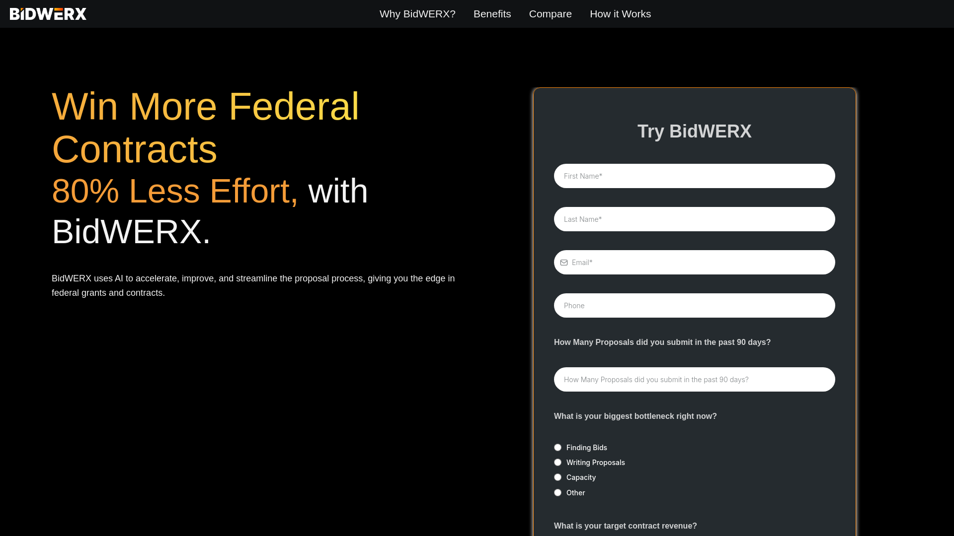 website screenshot of https://clickbidwerx.com/