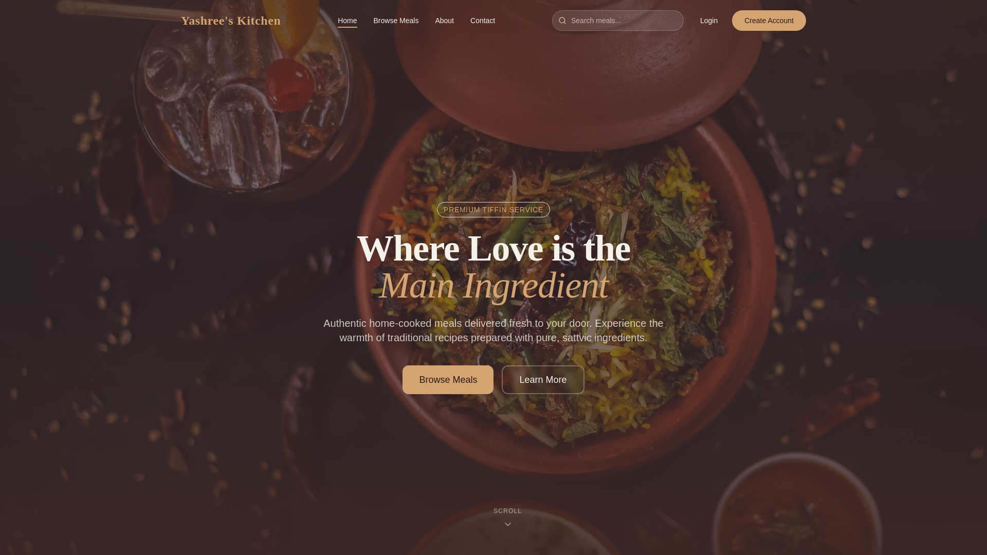 website screenshot of https://yashreeskitchen.in