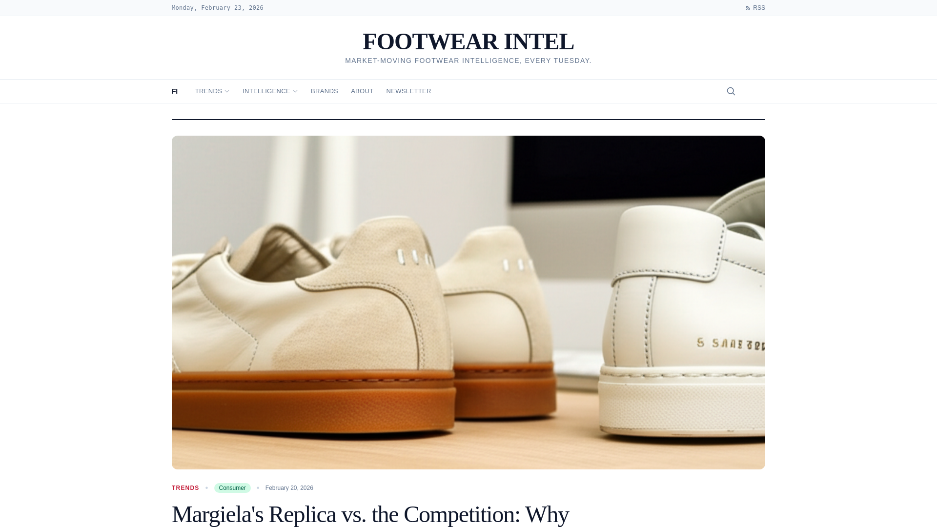 website screenshot of https://footwearintel.com/