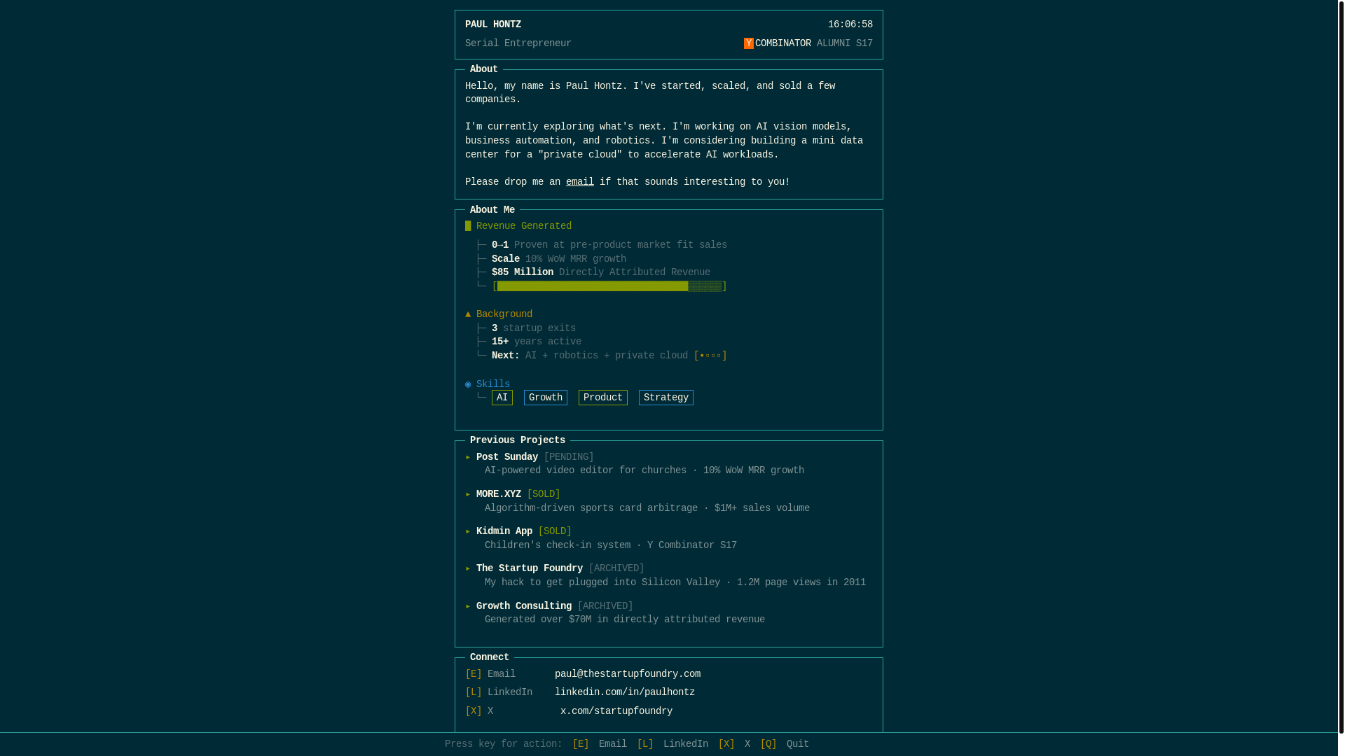 website screenshot of https://paulhontz.pages.dev/