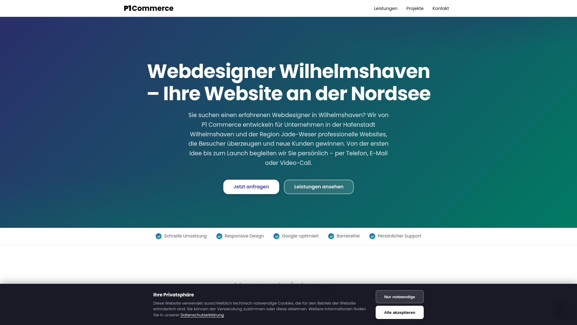website screenshot of https://webdesigner-wilhelmshaven.de