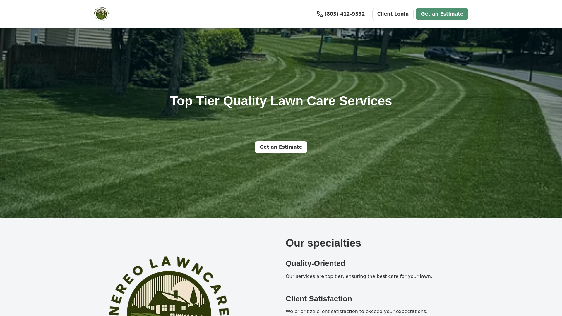 website screenshot of https://nereolawncare.com/