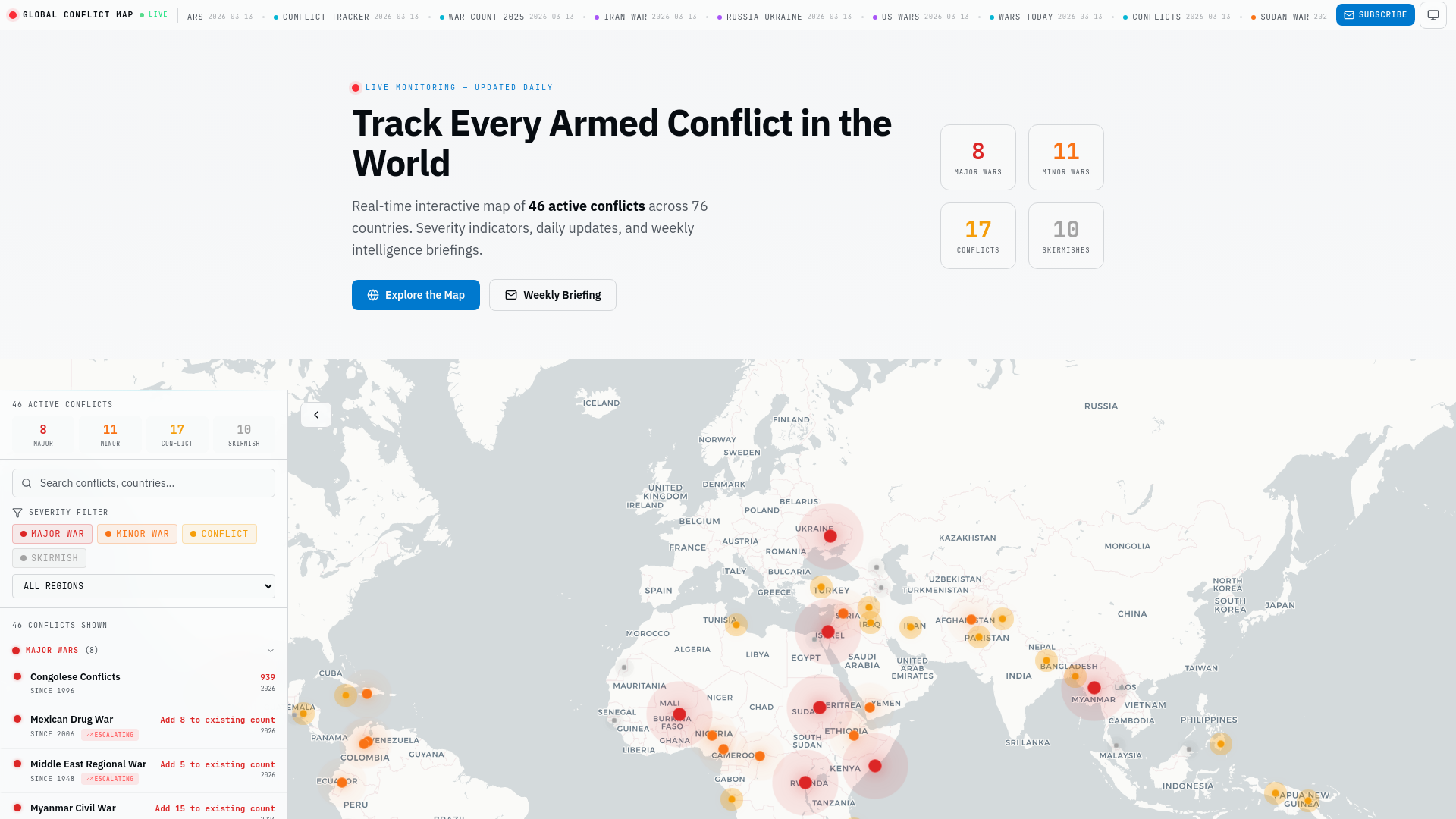 website screenshot of https://conflict.sbs/