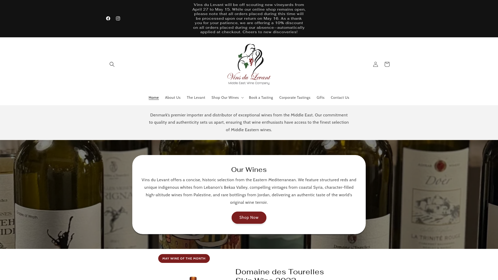 website screenshot of https://middleeastwinecompany.dk/