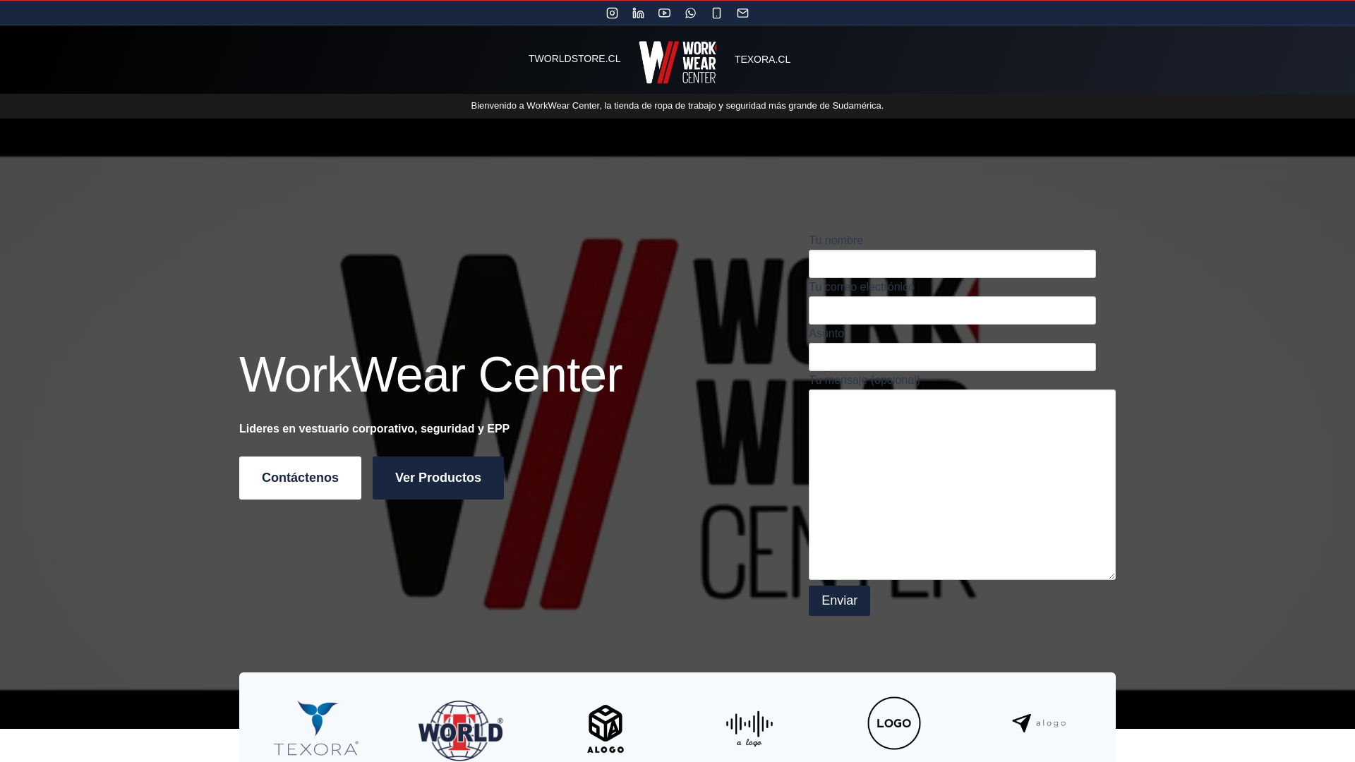 website screenshot of https://workwearcenter.cl