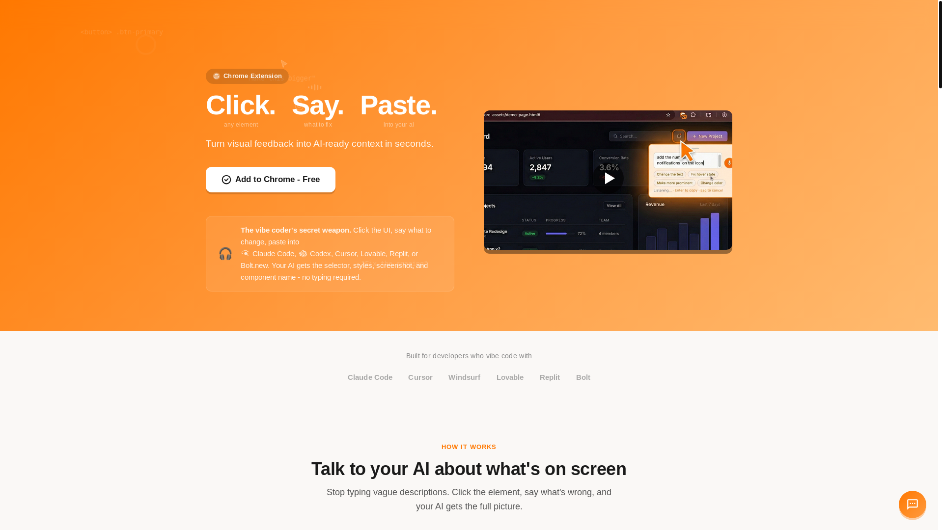 website screenshot of https://clicksay.net/