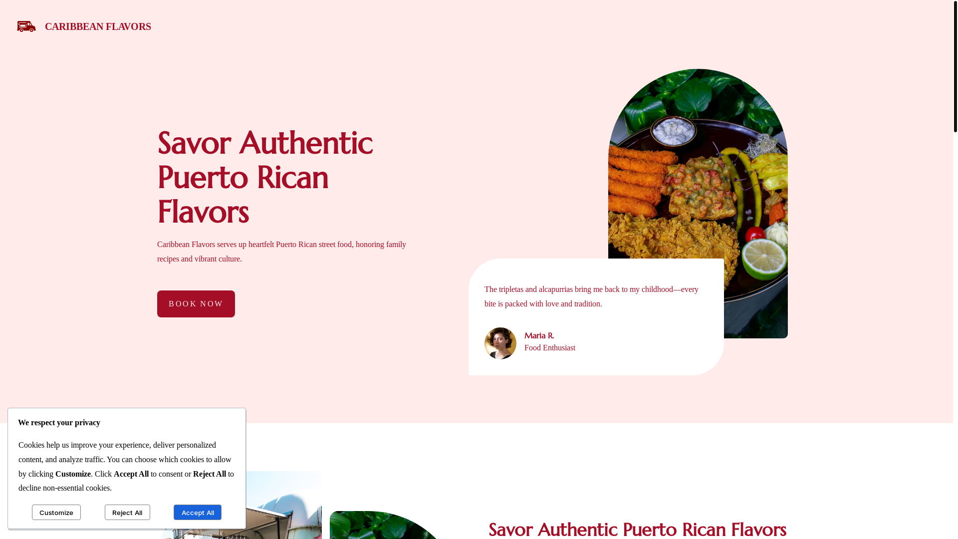 website screenshot of https://caribbeanflavorspr.com/