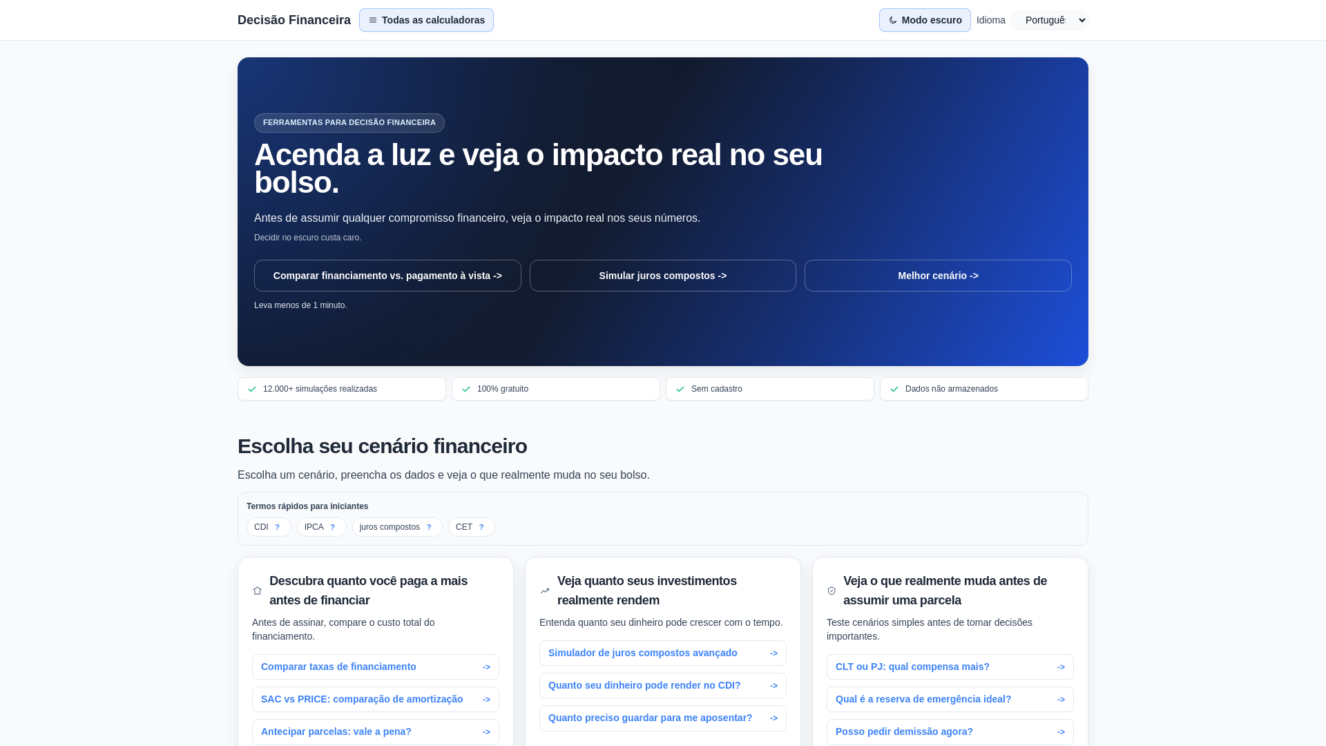 website screenshot of https://decisoesfinanceiras.pages.dev/