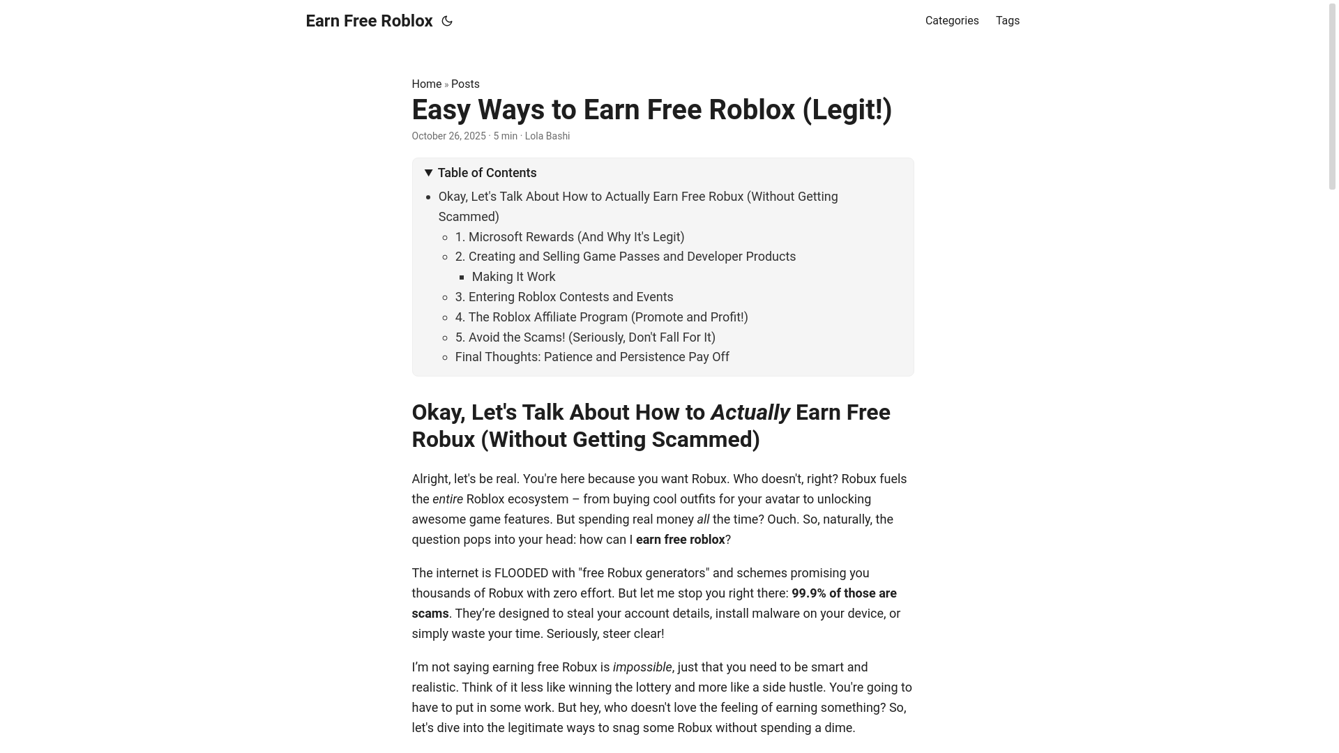 website screenshot of https://earn-free-roblox.pages.dev/