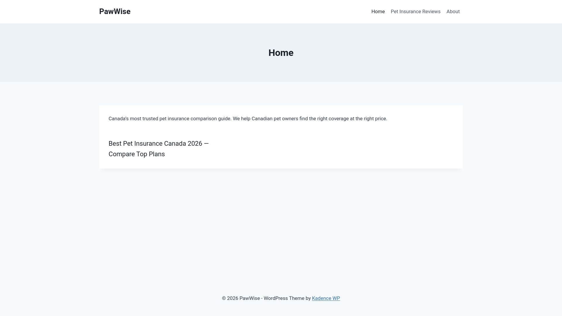 website screenshot of https://pawwise.ca/