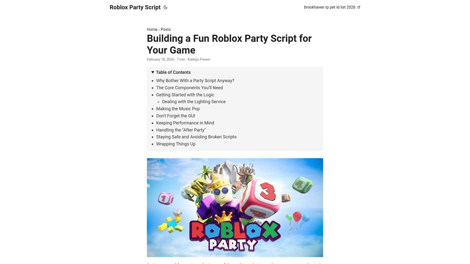 website screenshot of https://roblox-party-script.pages.dev/