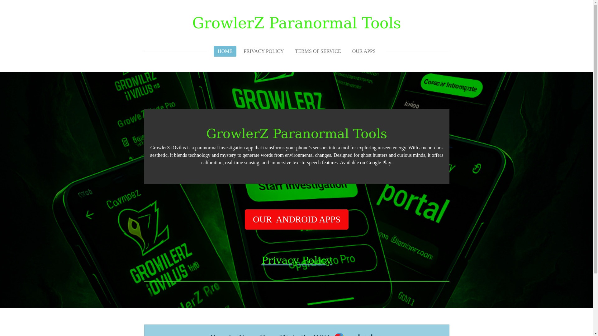 website screenshot of https://growlerzparanormaltools.com/