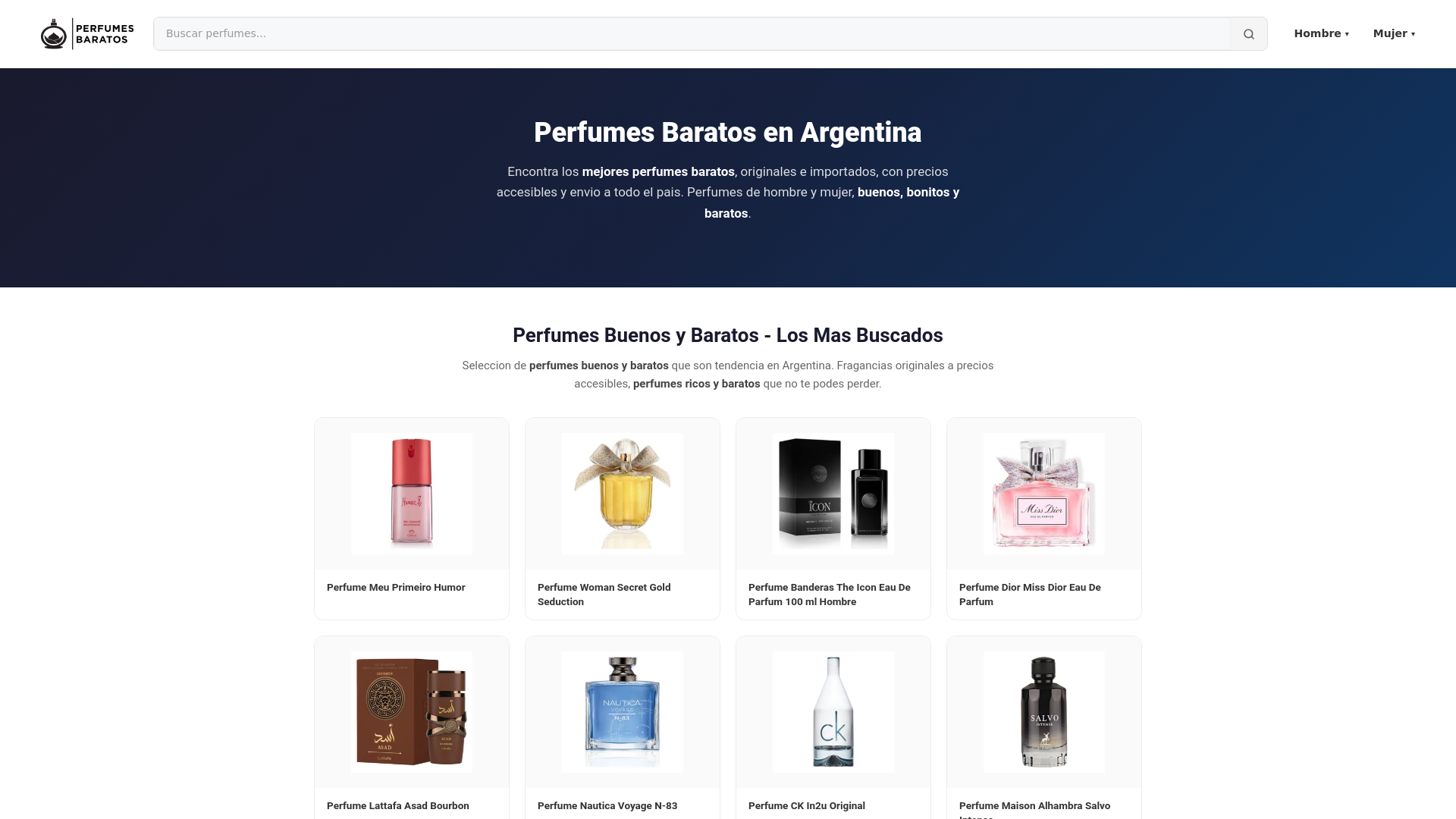 website screenshot of https://perfumesbaratos.com.ar