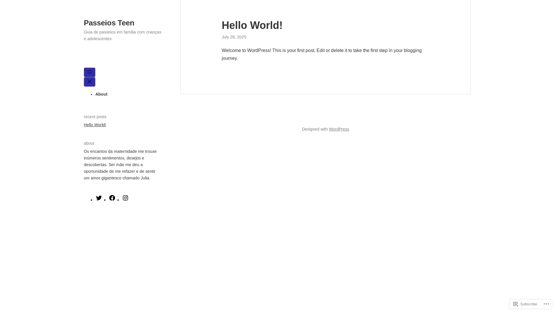 website screenshot of https://passeiosteen.com.br/