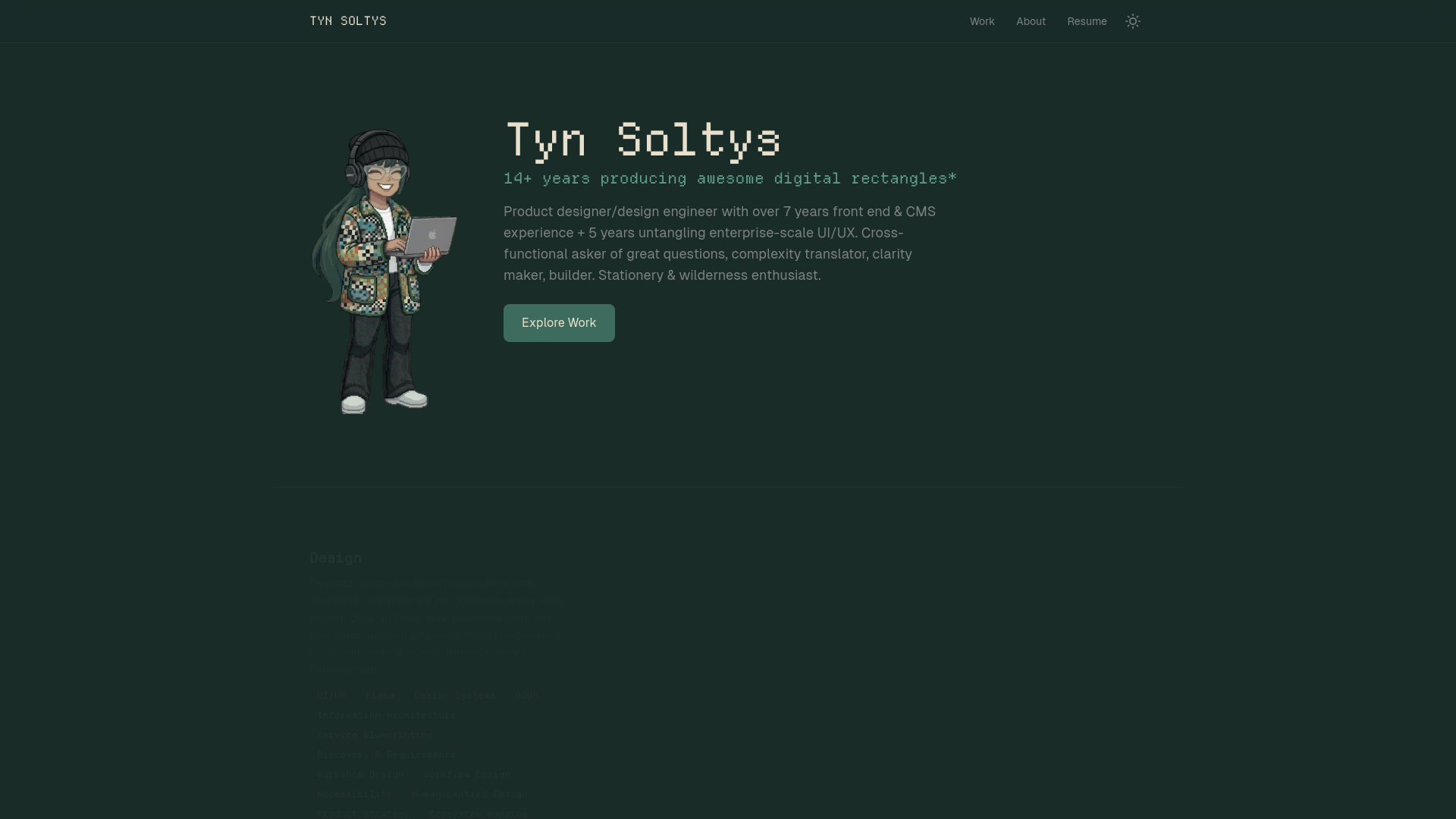 website screenshot of https://tynsoltys.dev
