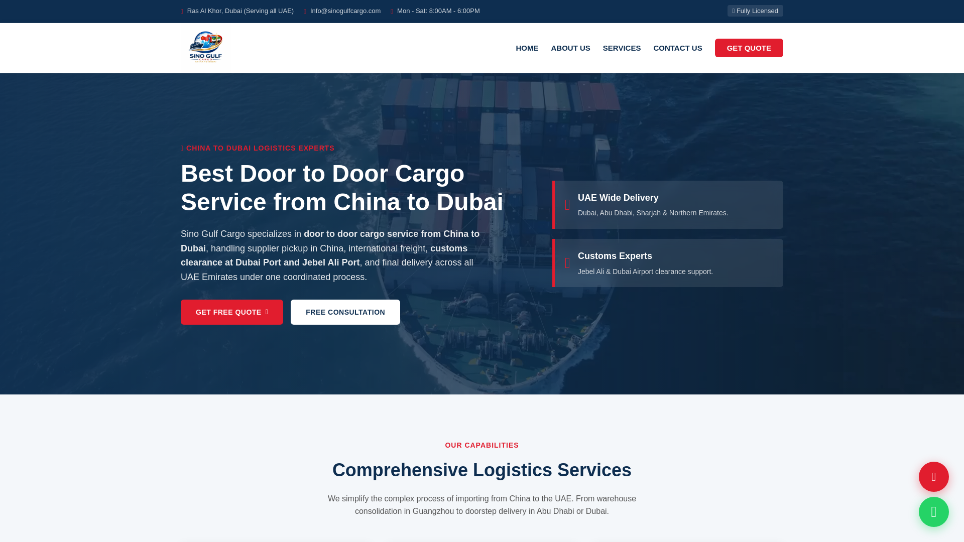 website screenshot of https://sinogulfcargo.com/