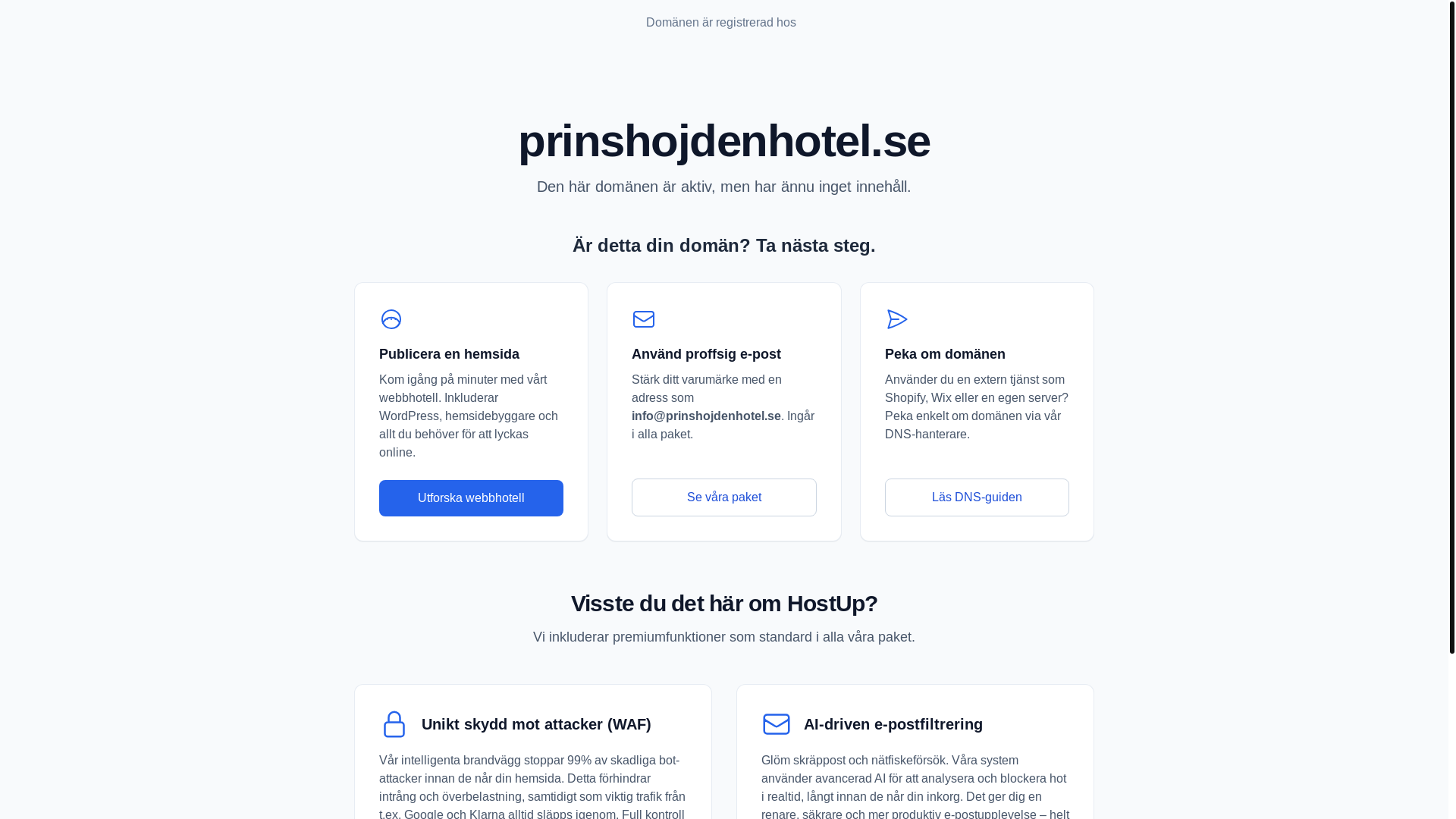 website screenshot of https://prinshojdenhotel.se/