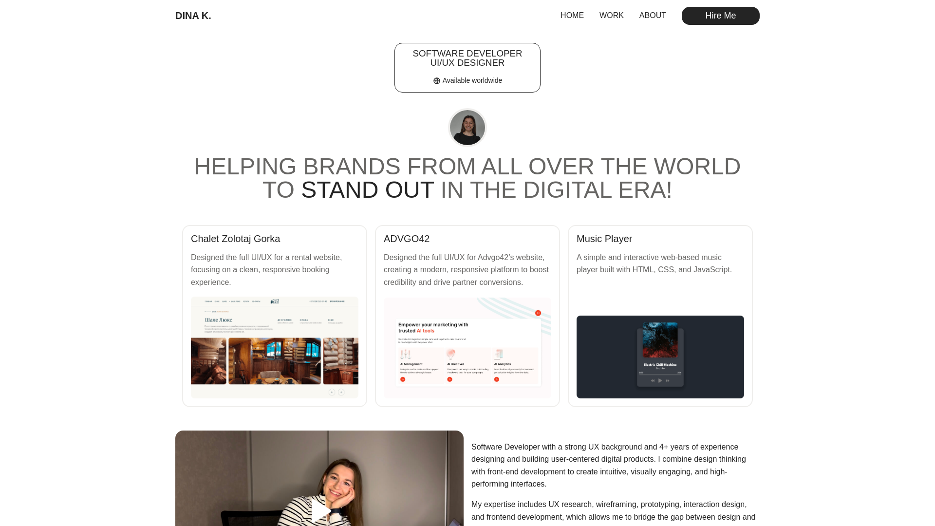 website screenshot of https://dinak.dev/