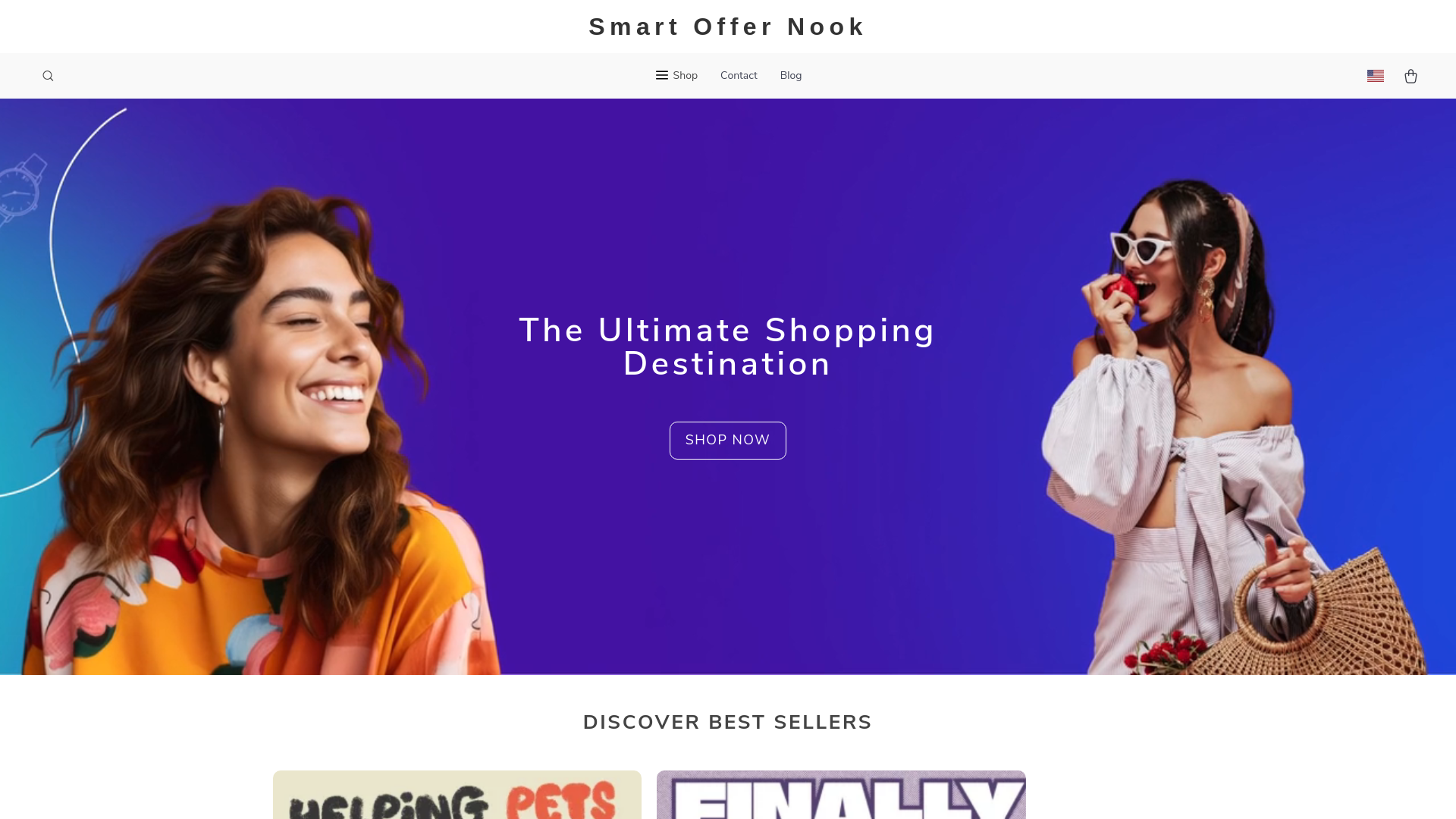 website screenshot of https://smartoffernook.shop/