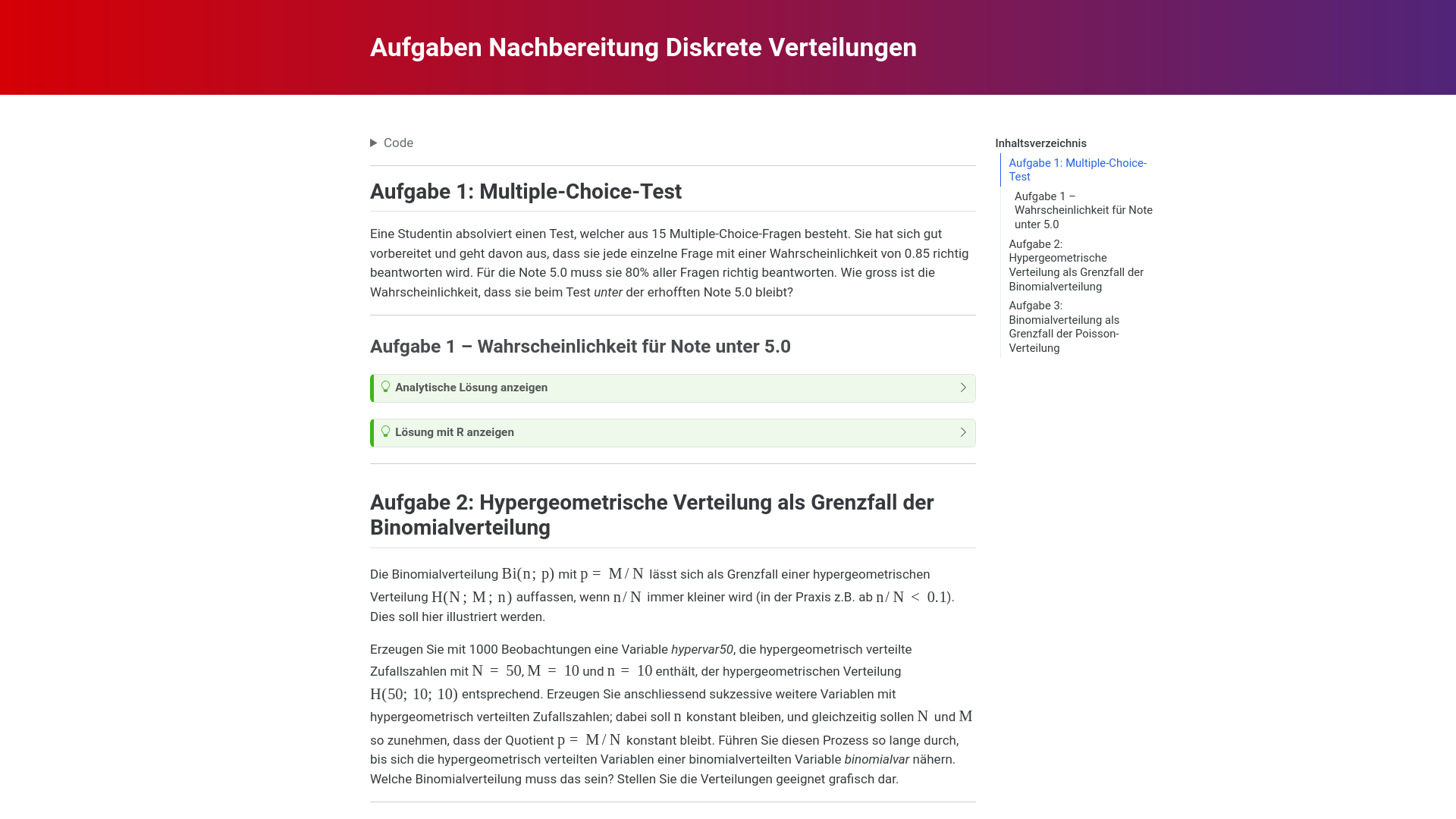 website screenshot of https://nachbereitungsaufgaben-diskrete-verteilungen.pages.dev/