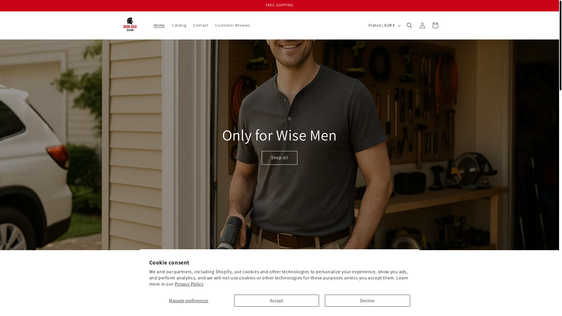 website screenshot of https://irondadgearr.com/