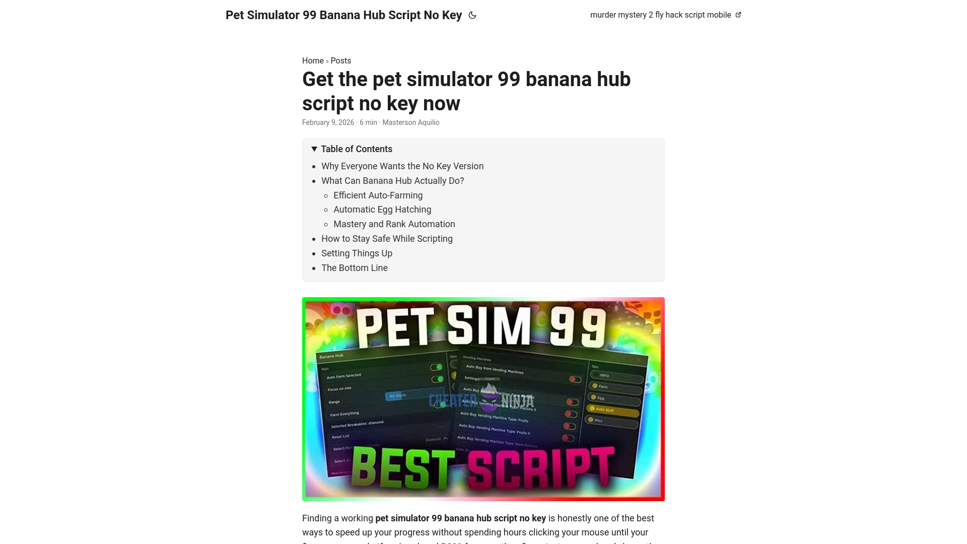 website screenshot of https://pet-simulator-99-banana-hub-script-no-key.pages.dev/