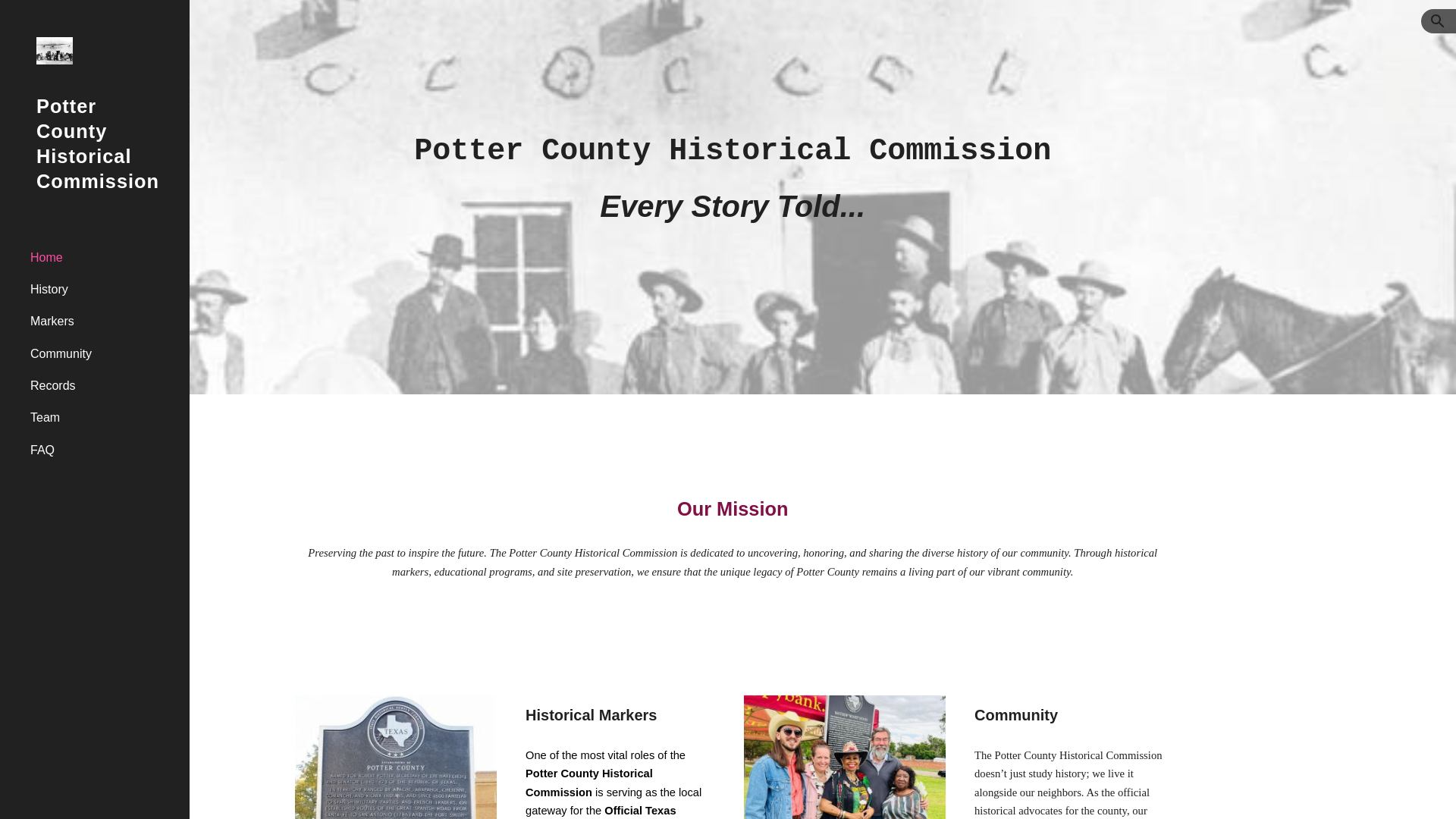 website screenshot of https://pottercohistory.org/