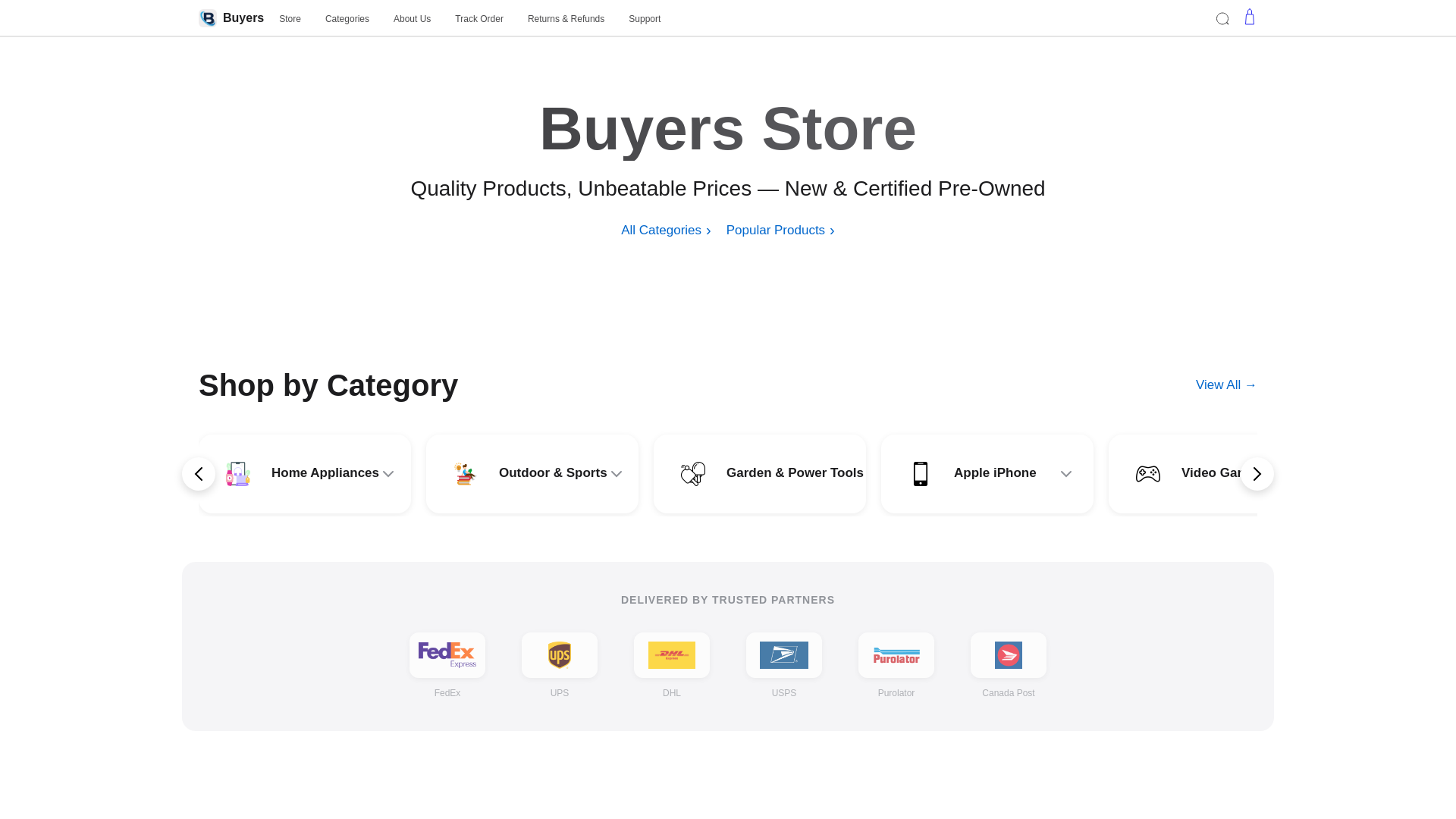 website screenshot of https://buyersstore.online