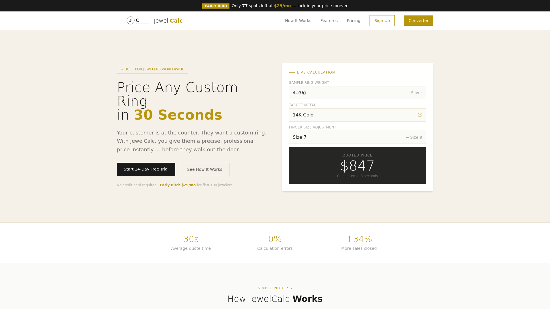 website screenshot of https://jewelcalcconverter.com/