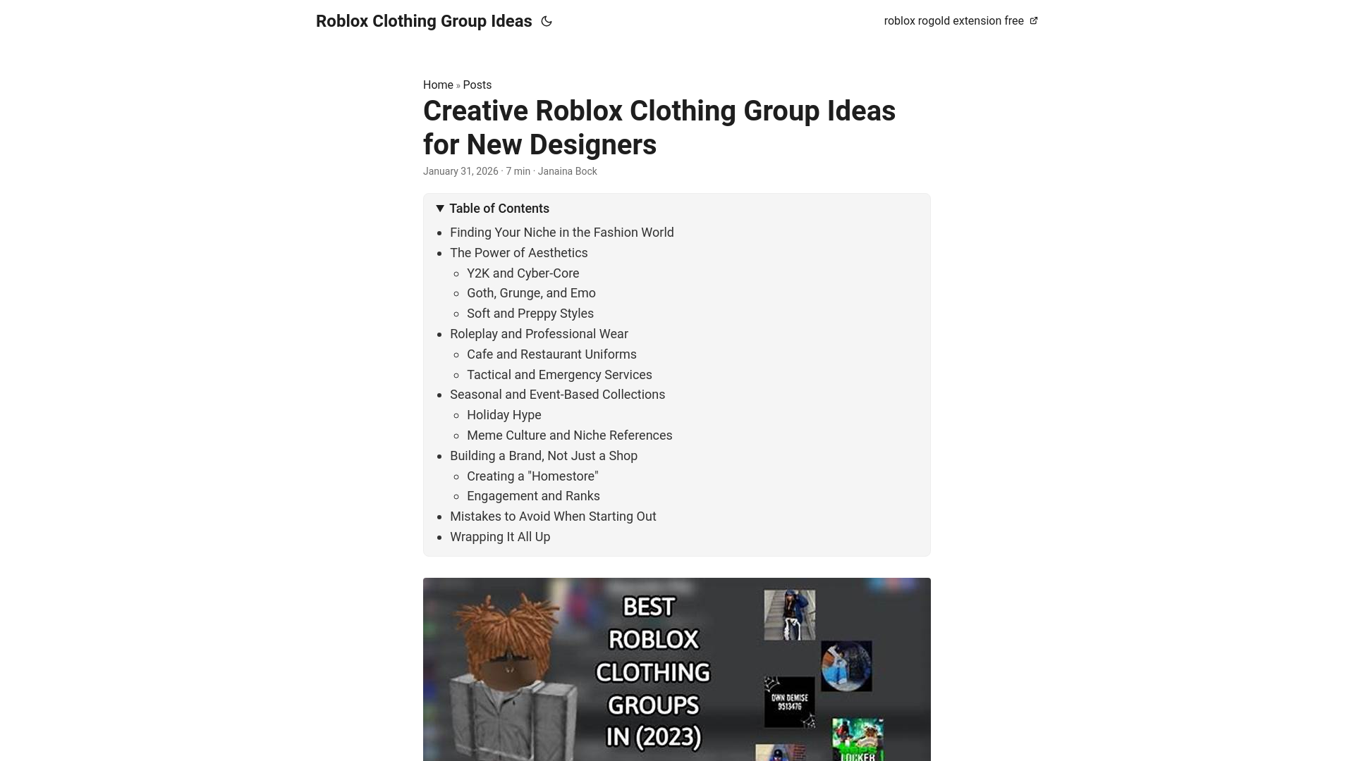 website screenshot of https://roblox-clothing-group-ideas.pages.dev/