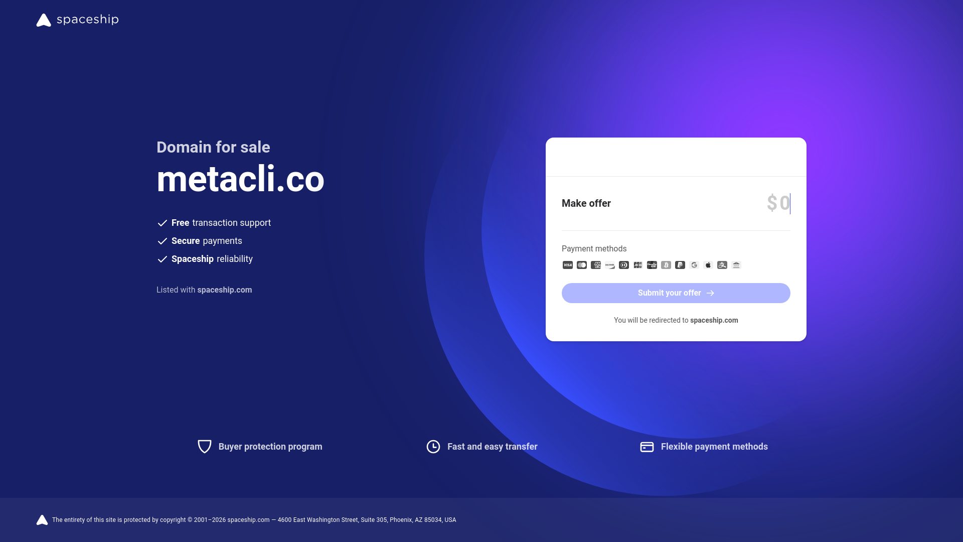 website screenshot of https://metacli.co