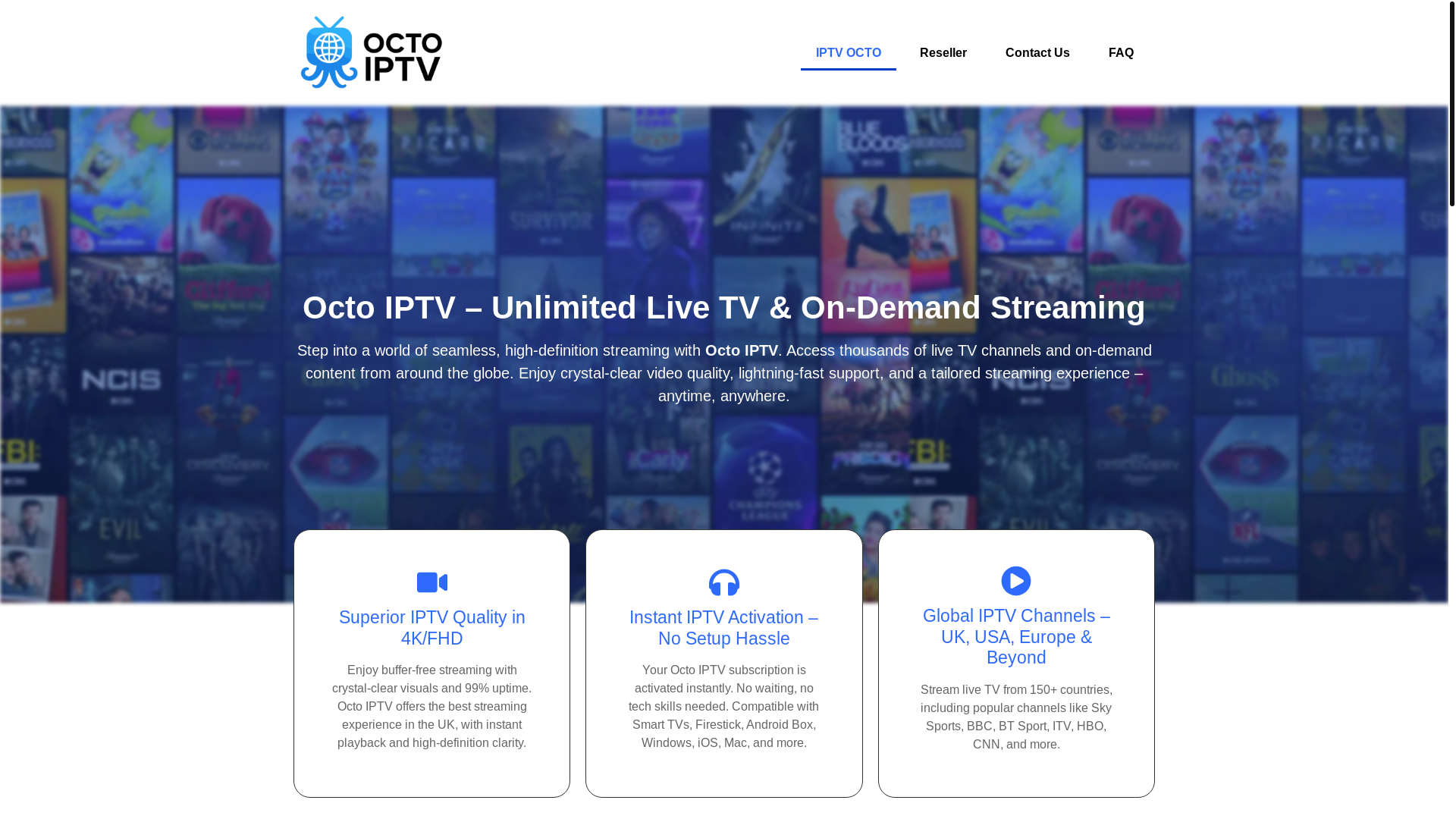 website screenshot of https://iptvocto.com/