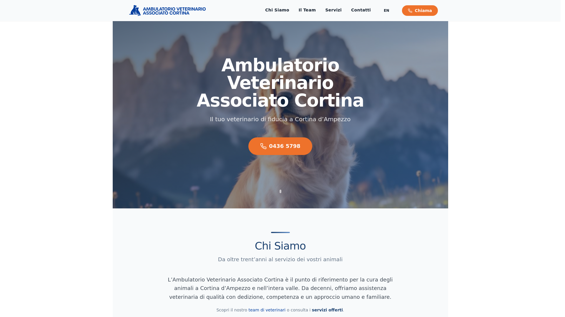website screenshot of https://vetcortina.it