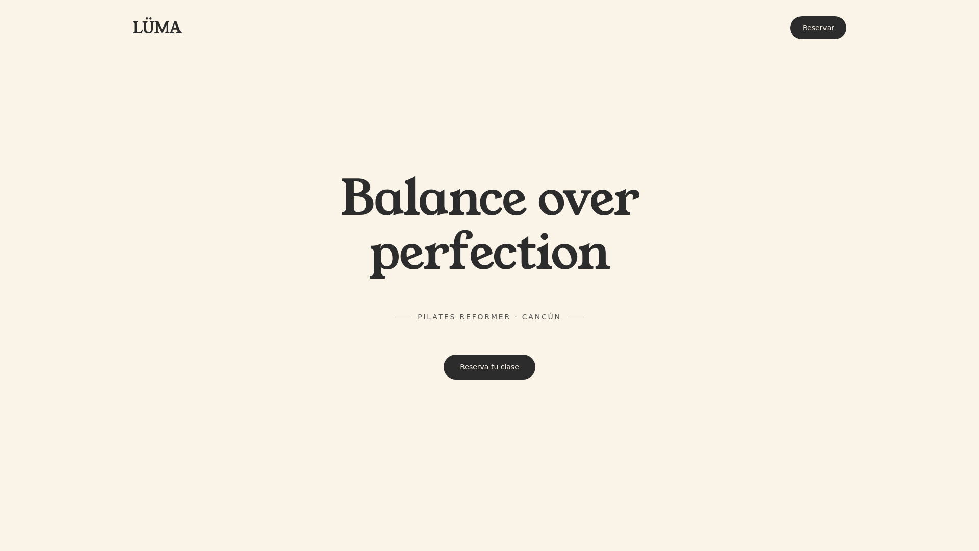 website screenshot of https://lumapilates.mx/