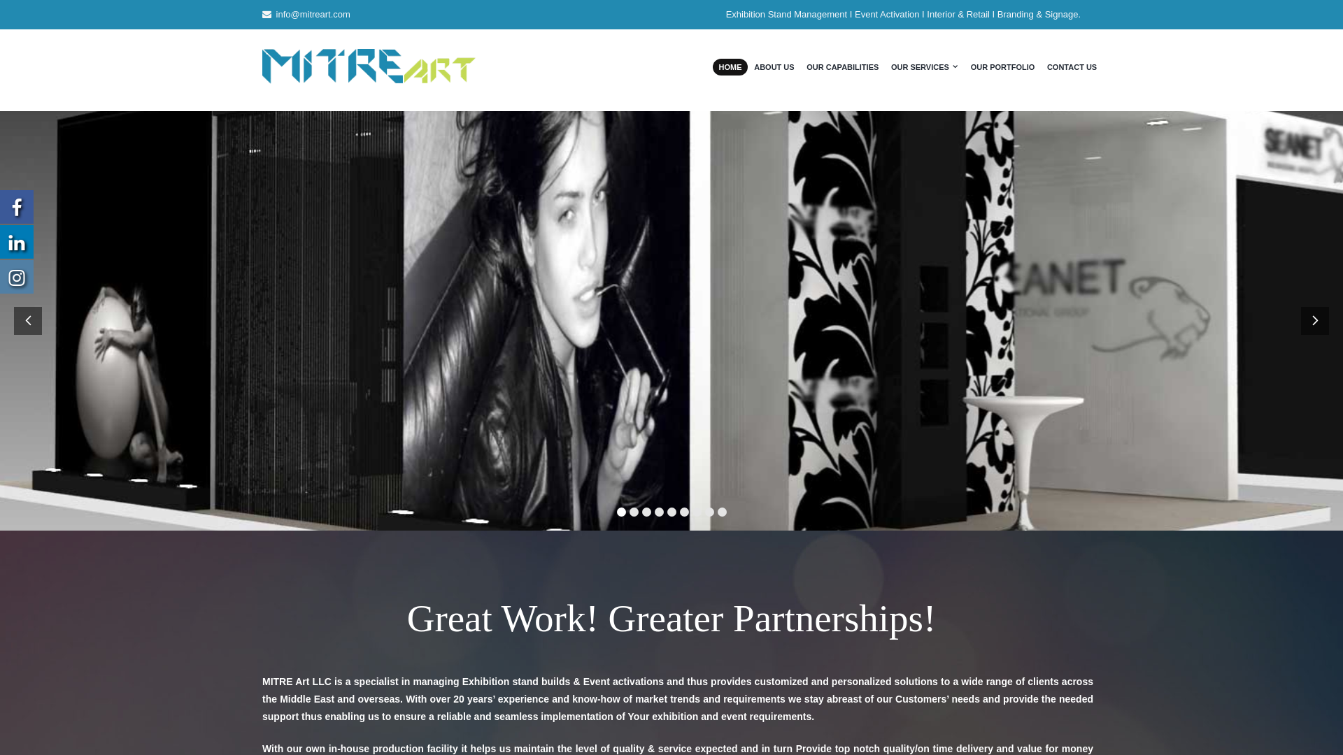 website screenshot of https://mitreart.com