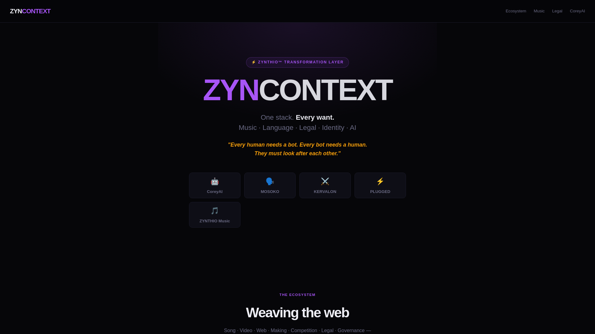website screenshot of https://zyncontext.pages.dev/