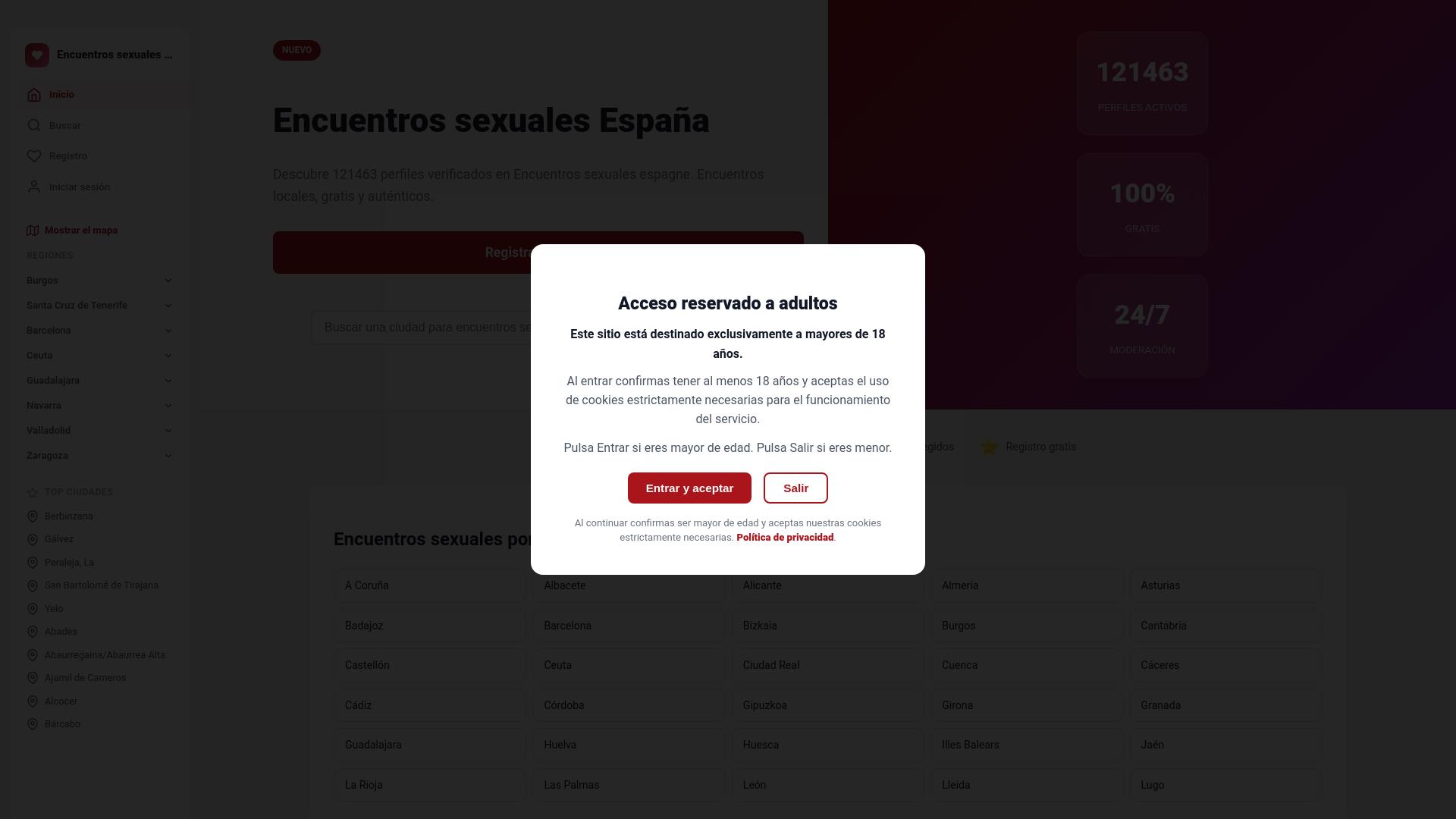 website screenshot of https://encuentro-sexuales.com