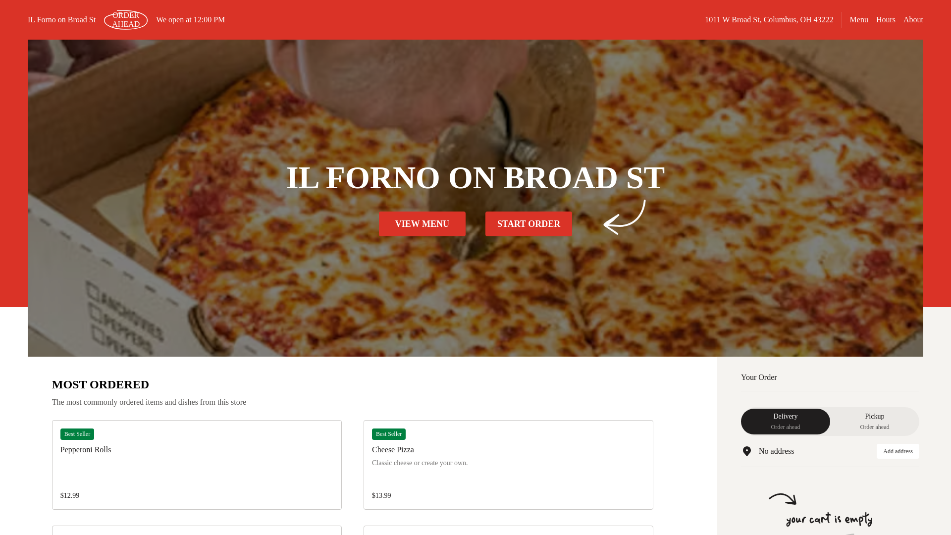 website screenshot of https://ilfornobroadst.com