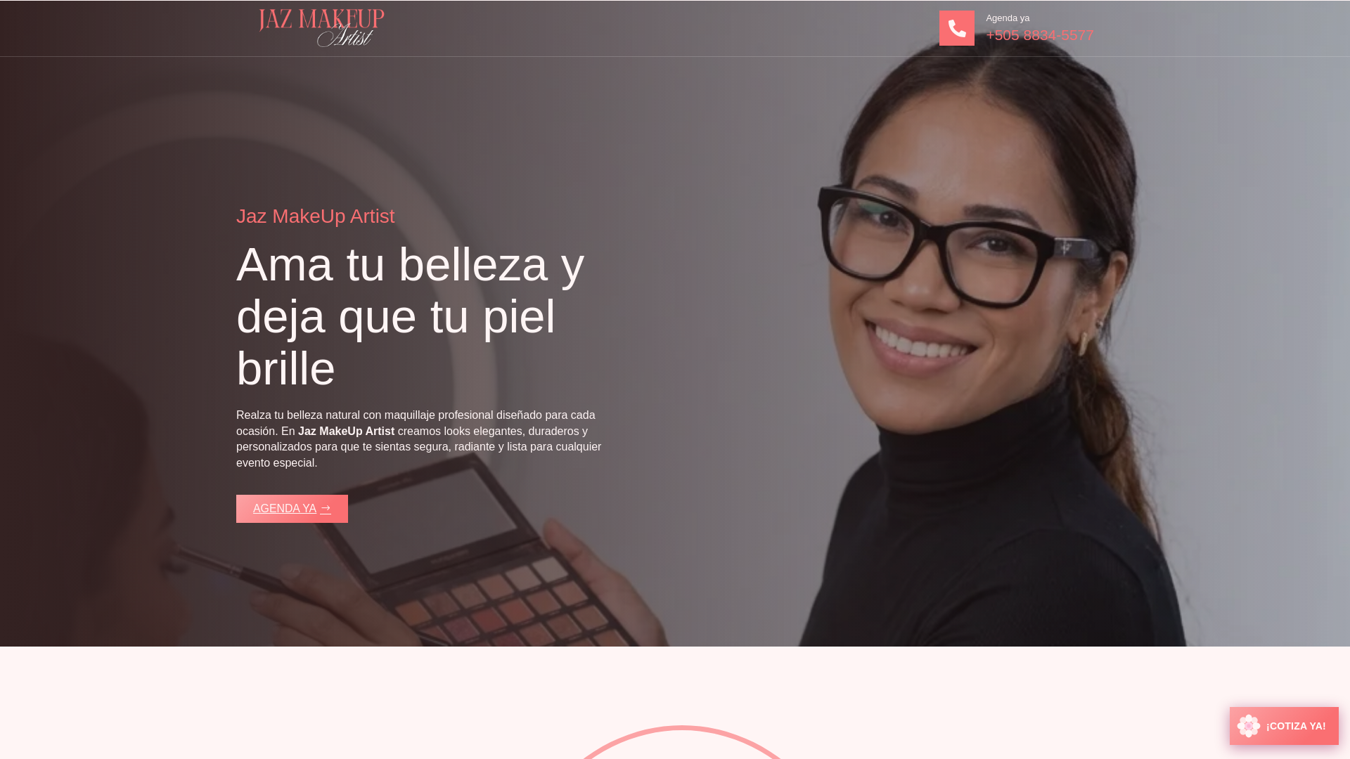 website screenshot of https://jazmakeupartist.com/