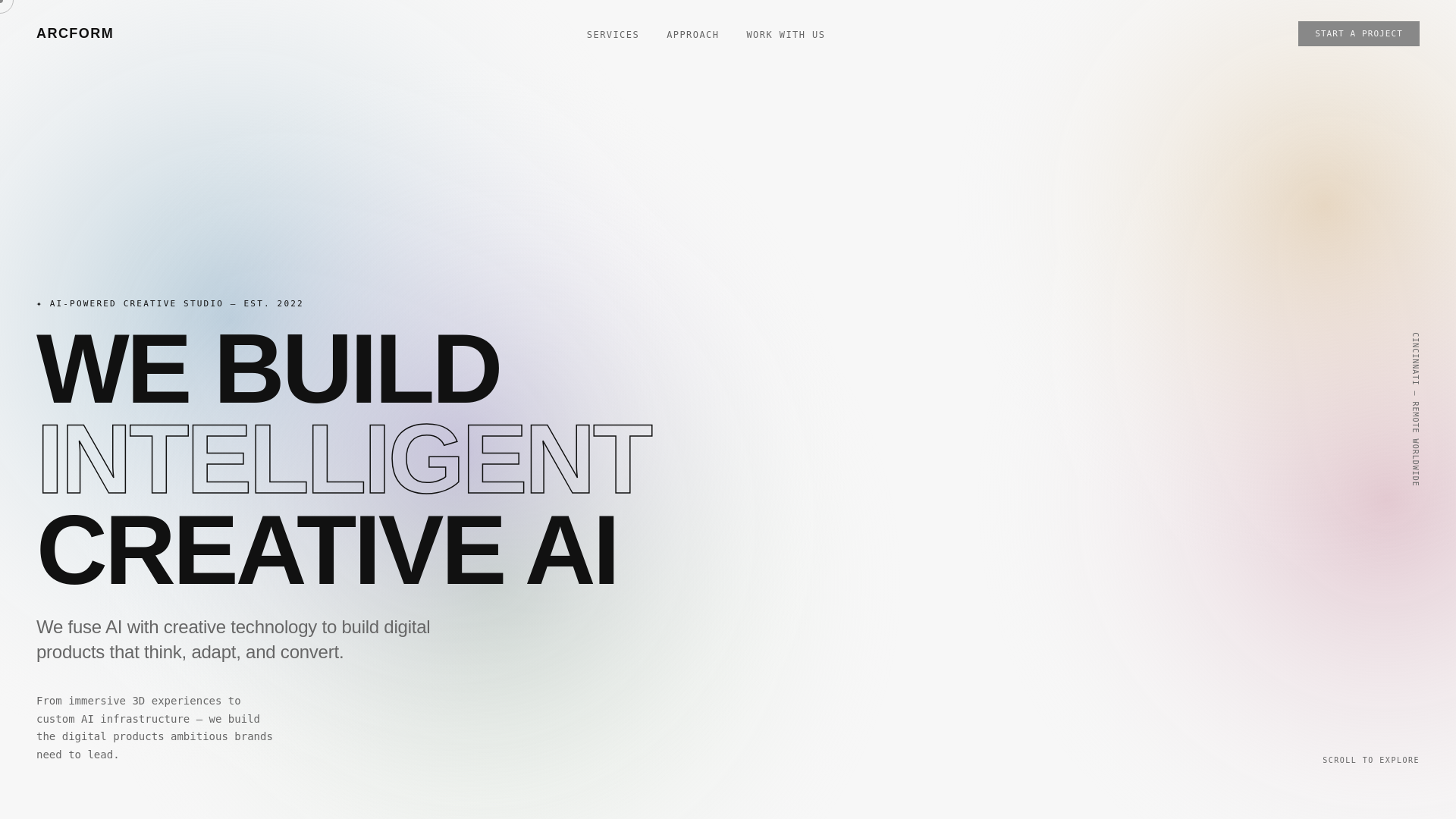 website screenshot of https://arcform.one/
