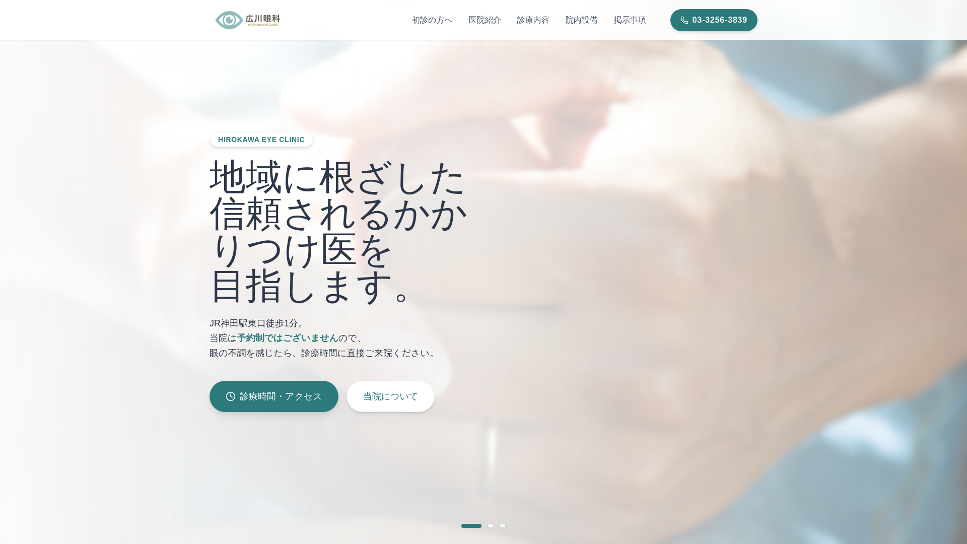 website screenshot of https://hirokawaganka.com/