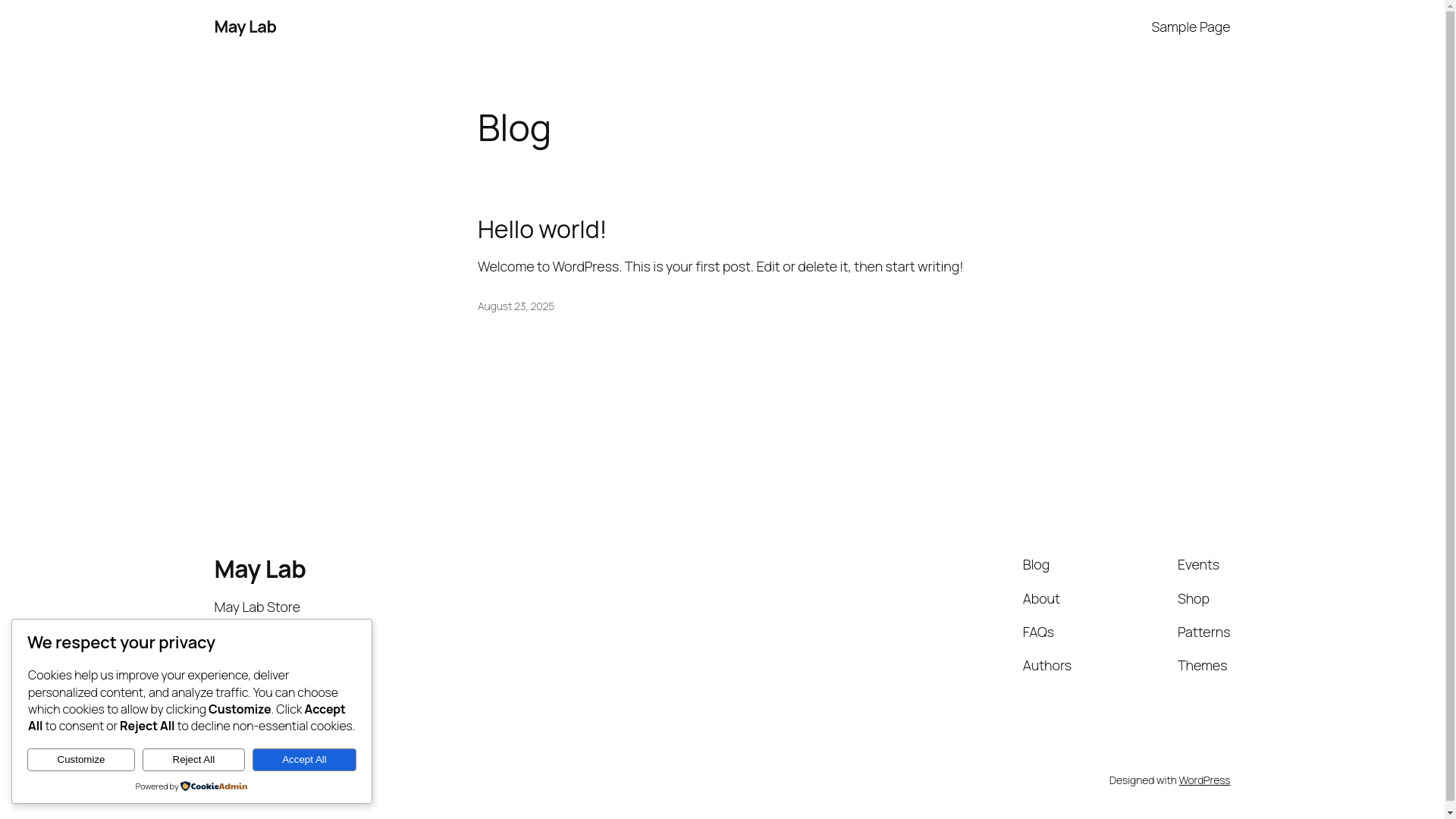 website screenshot of https://maylab.store/