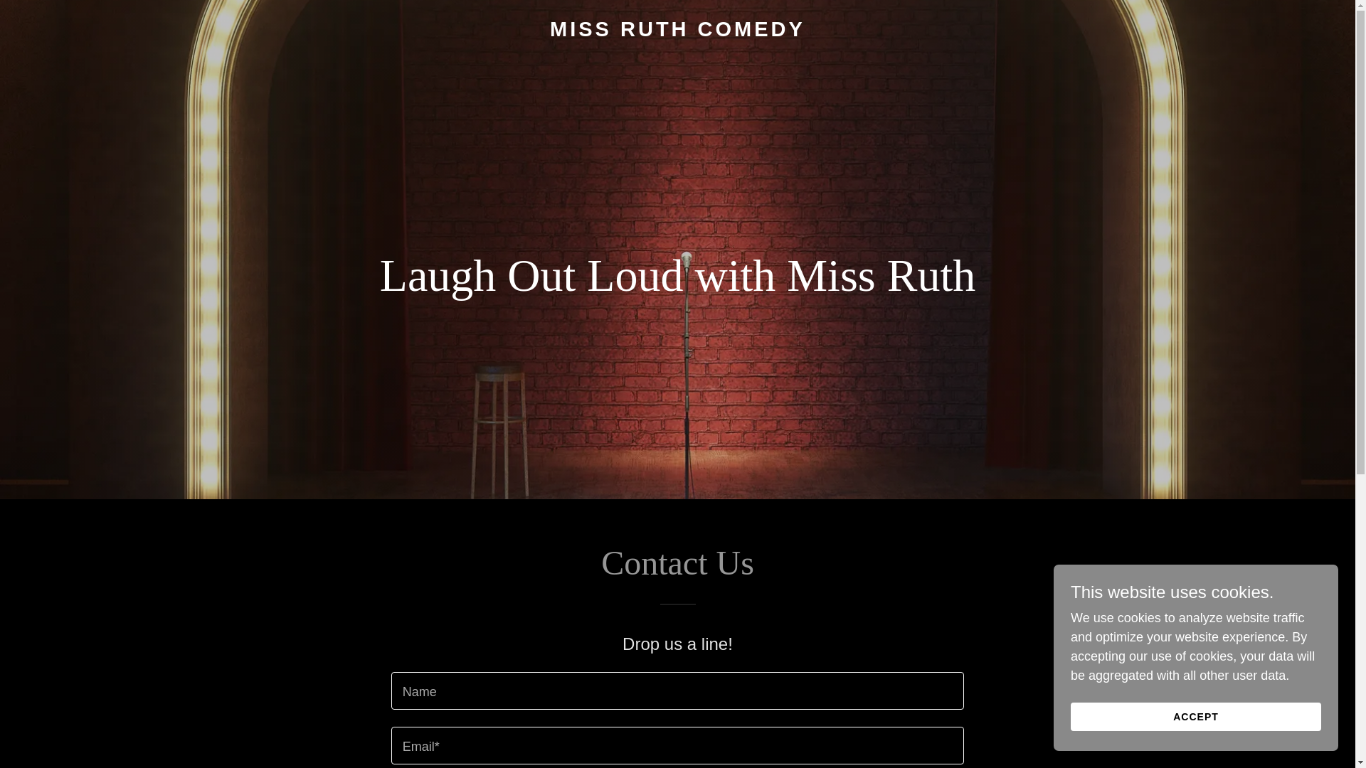 website screenshot of https://missruthcomedy.com/
