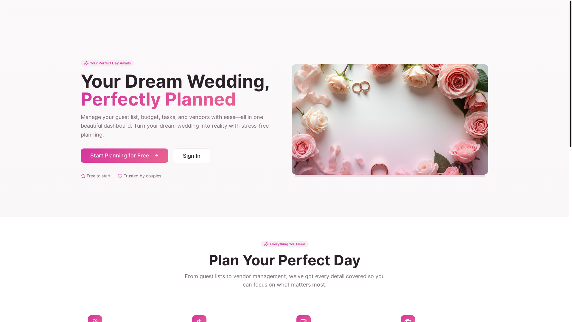 website screenshot of https://planmyperfectday.com/