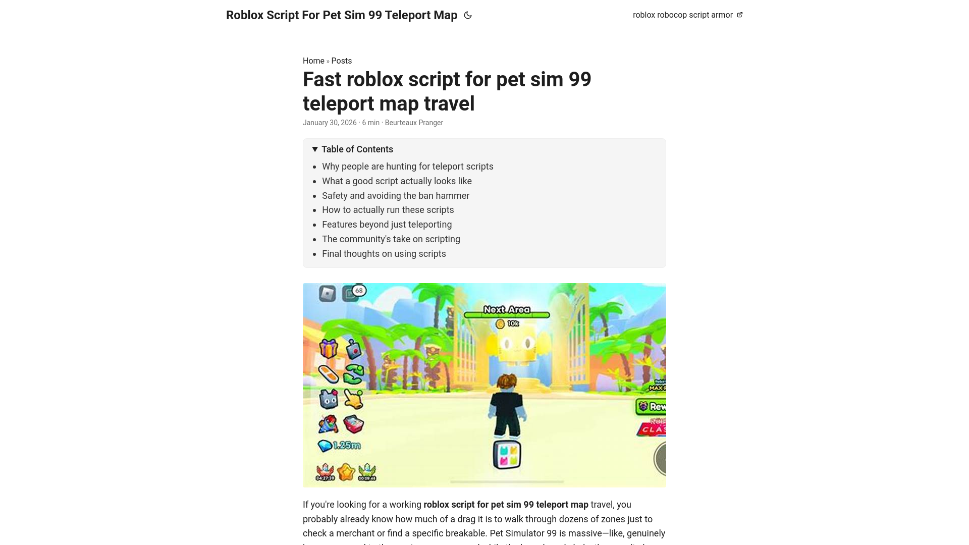 website screenshot of https://roblox-script-for-pet-sim-99-teleport-map.pages.dev/
