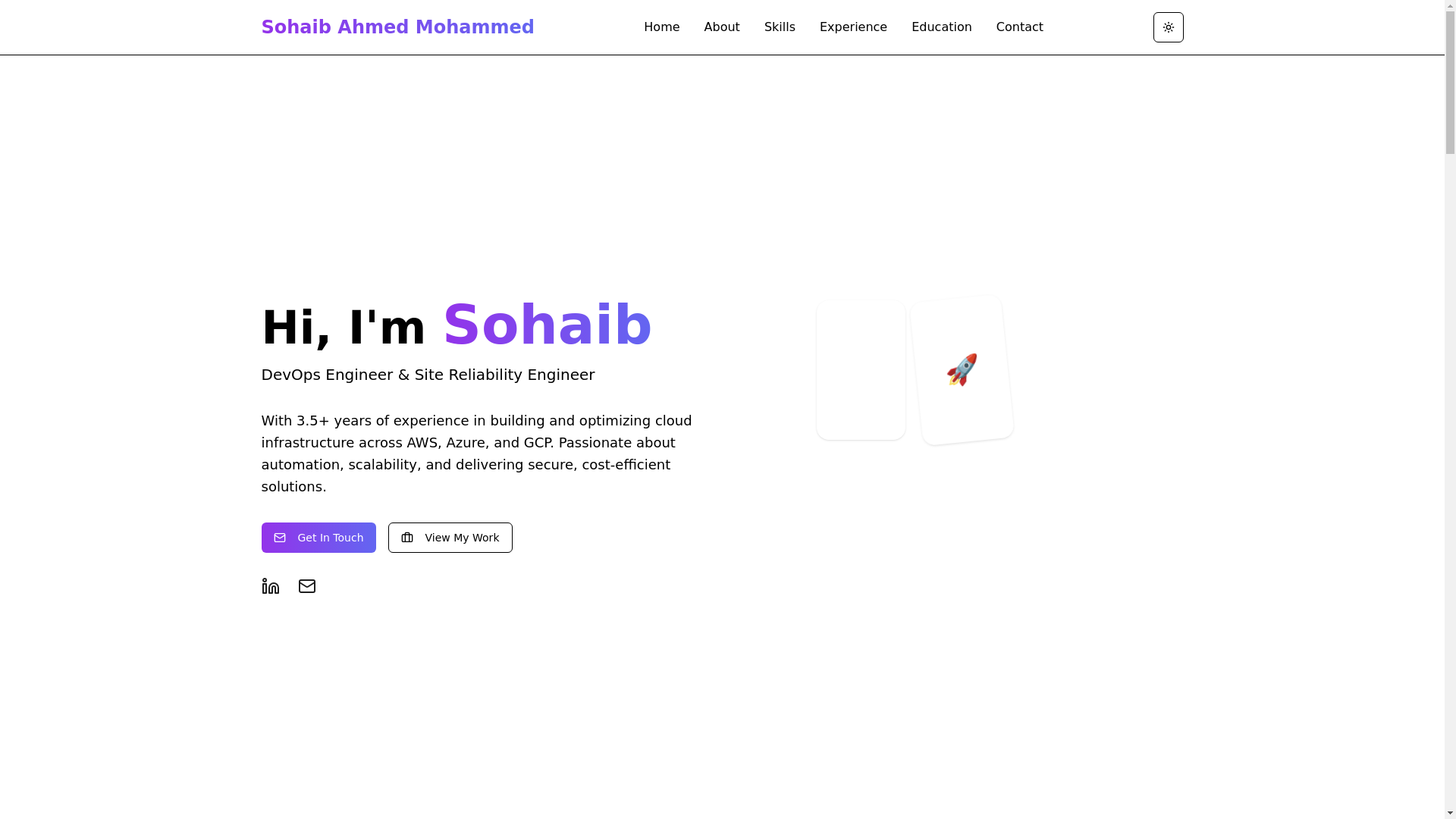 website screenshot of https://sohaibmohammed.xyz/