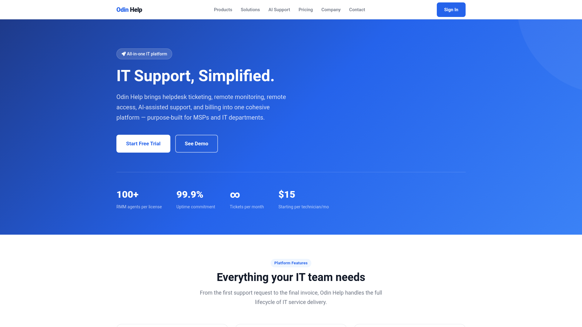 website screenshot of https://odinhelp.net/
